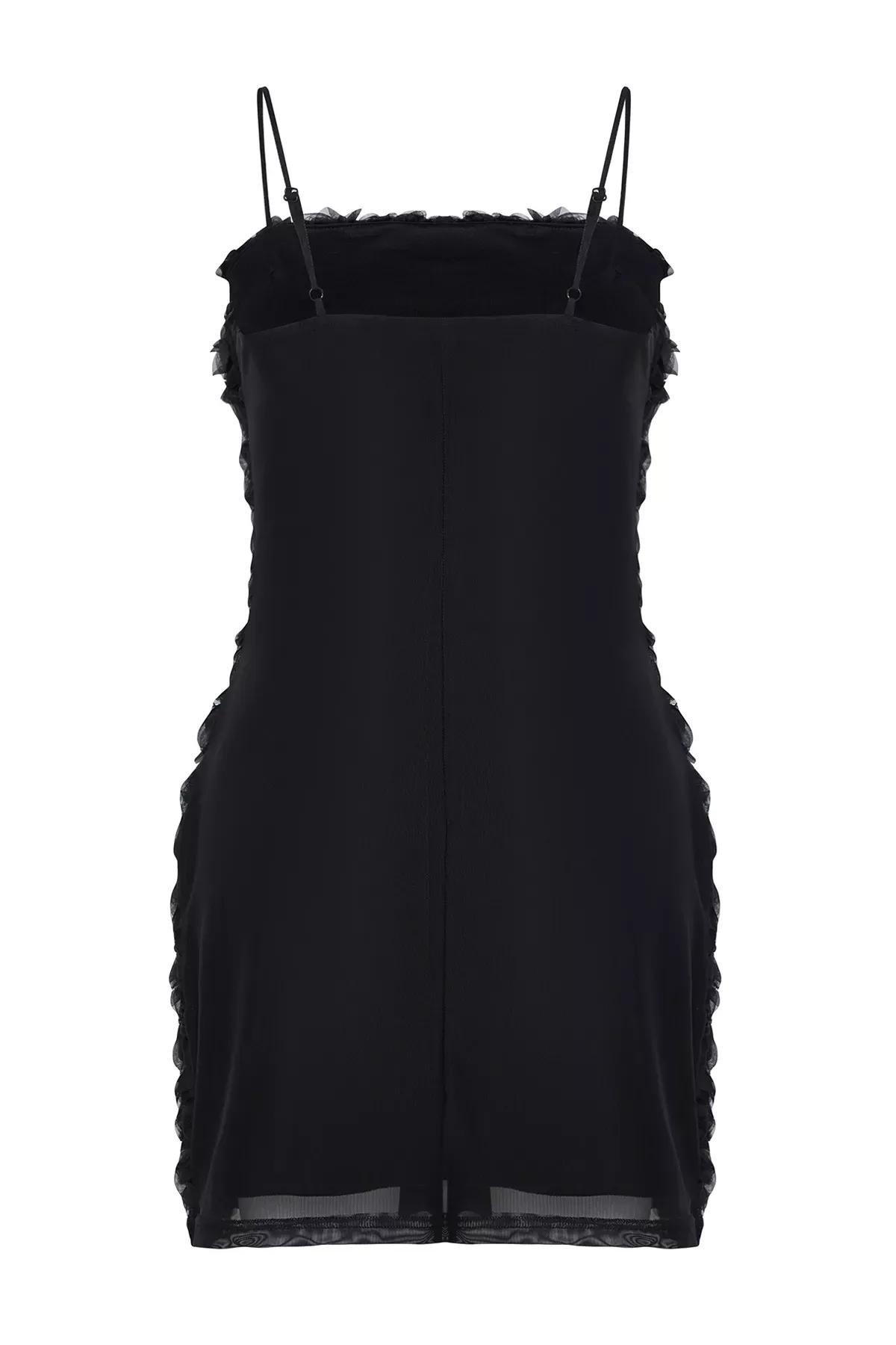 Black 3D Rose Applique Dress, , large image number 4