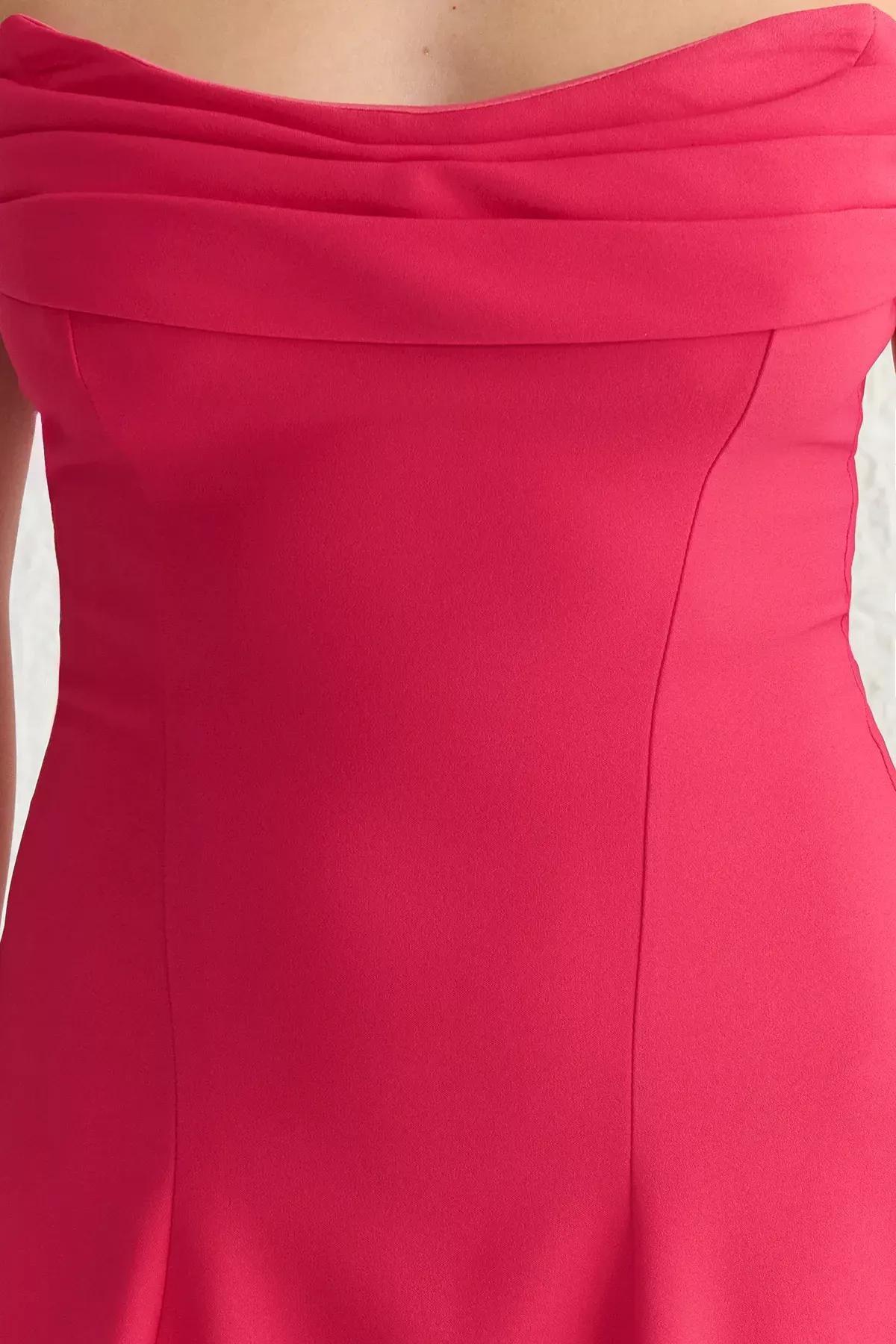 Pink A-Line Strapless Short Dress, , large image number 3