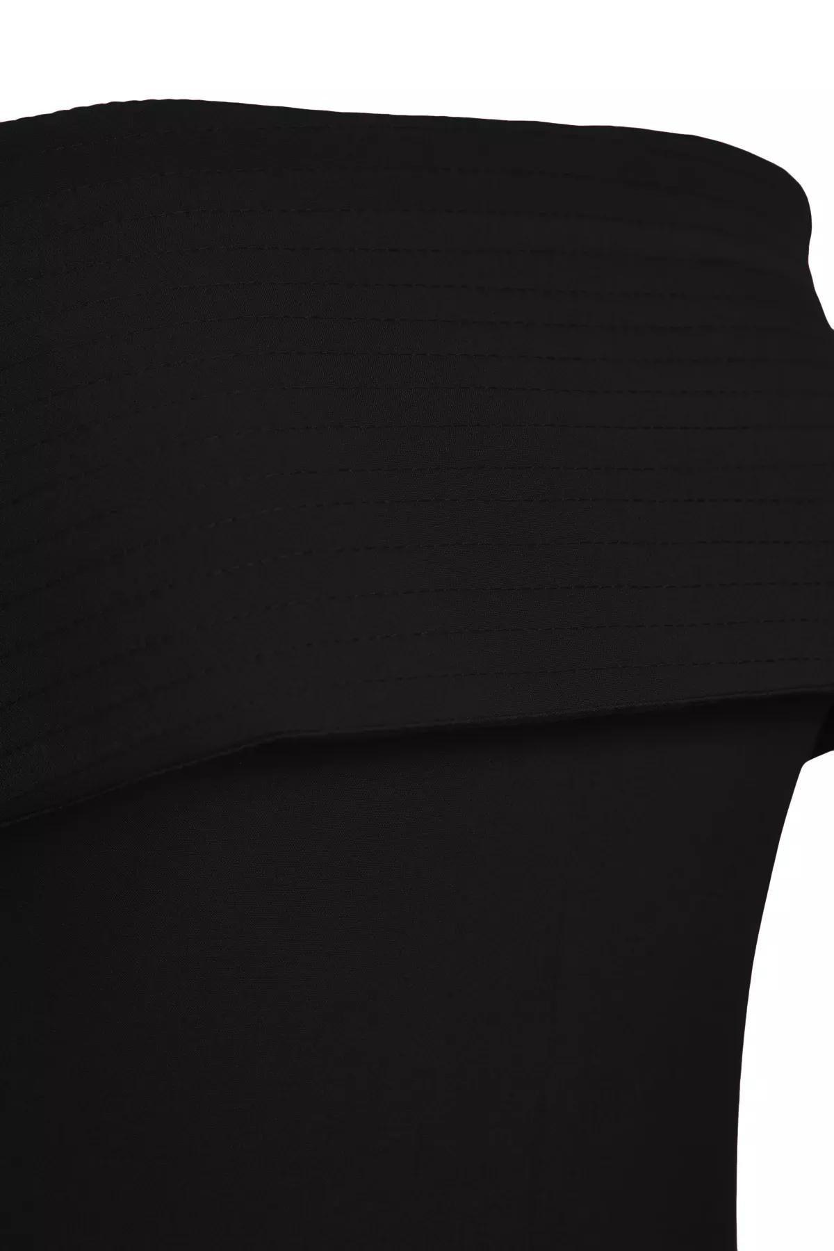 Black Strapless Woven Elegant Dress, , large image number 3