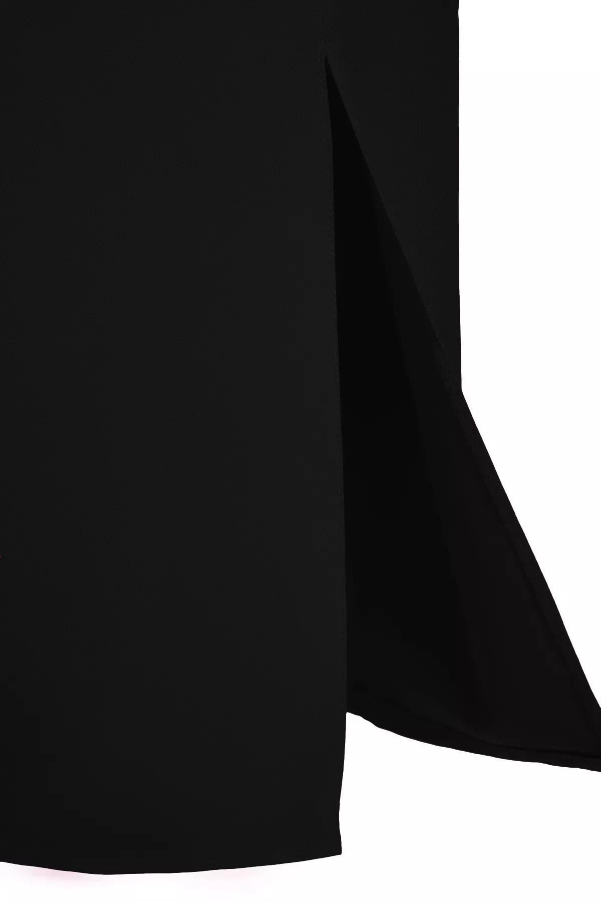 Black Strapless Woven Elegant Dress, , large image number 4