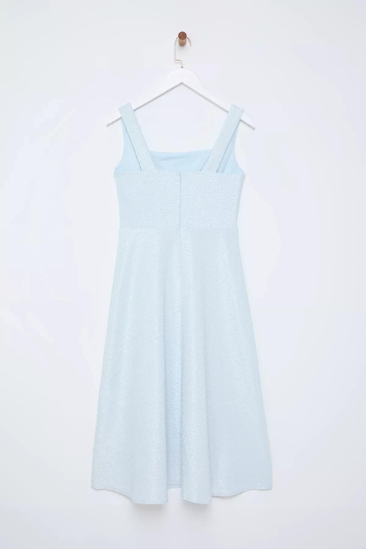 White A-Line Pleated Dress, , large image number 5