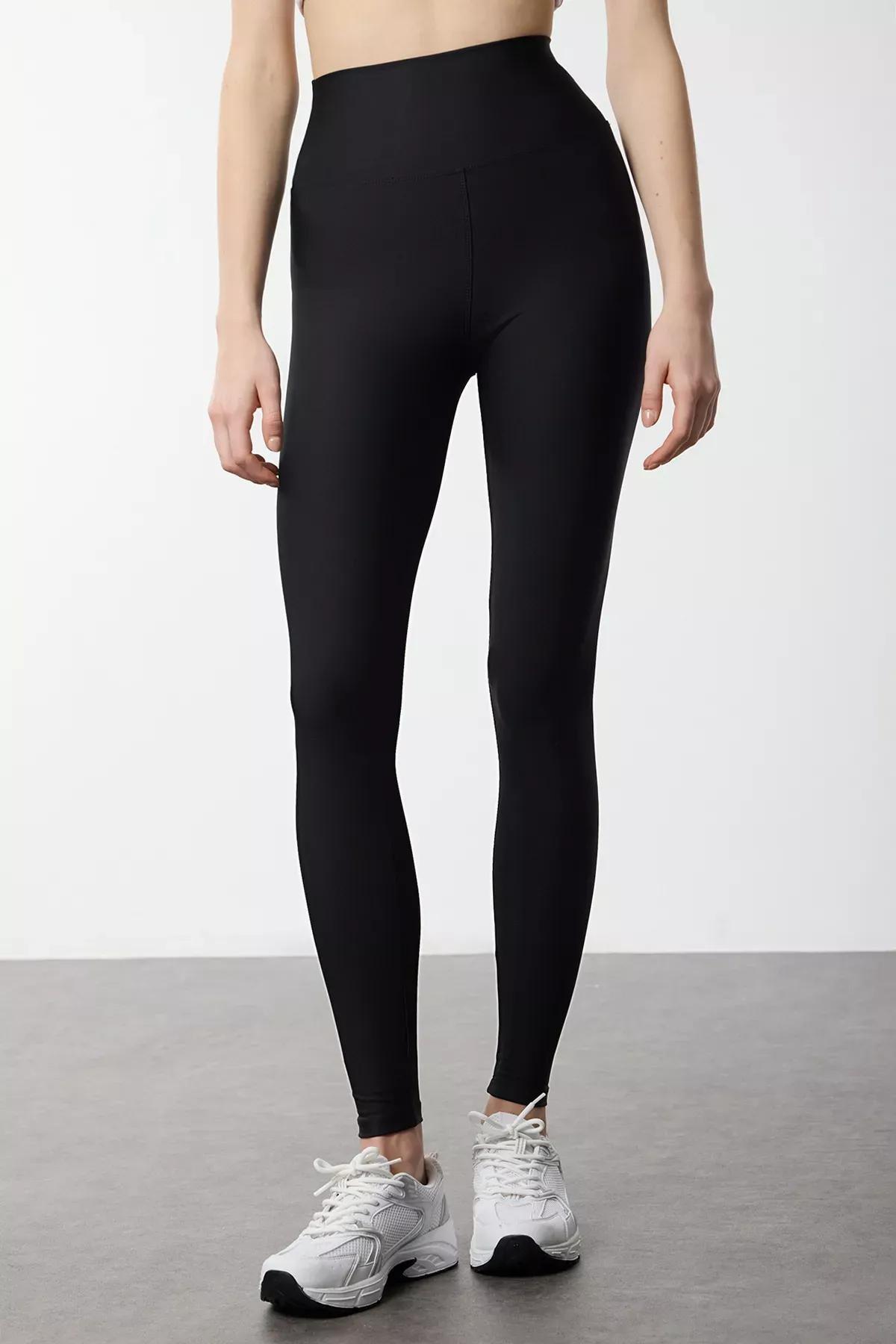 Black Reflective Print Sports Tights, BLACK, large image number 3