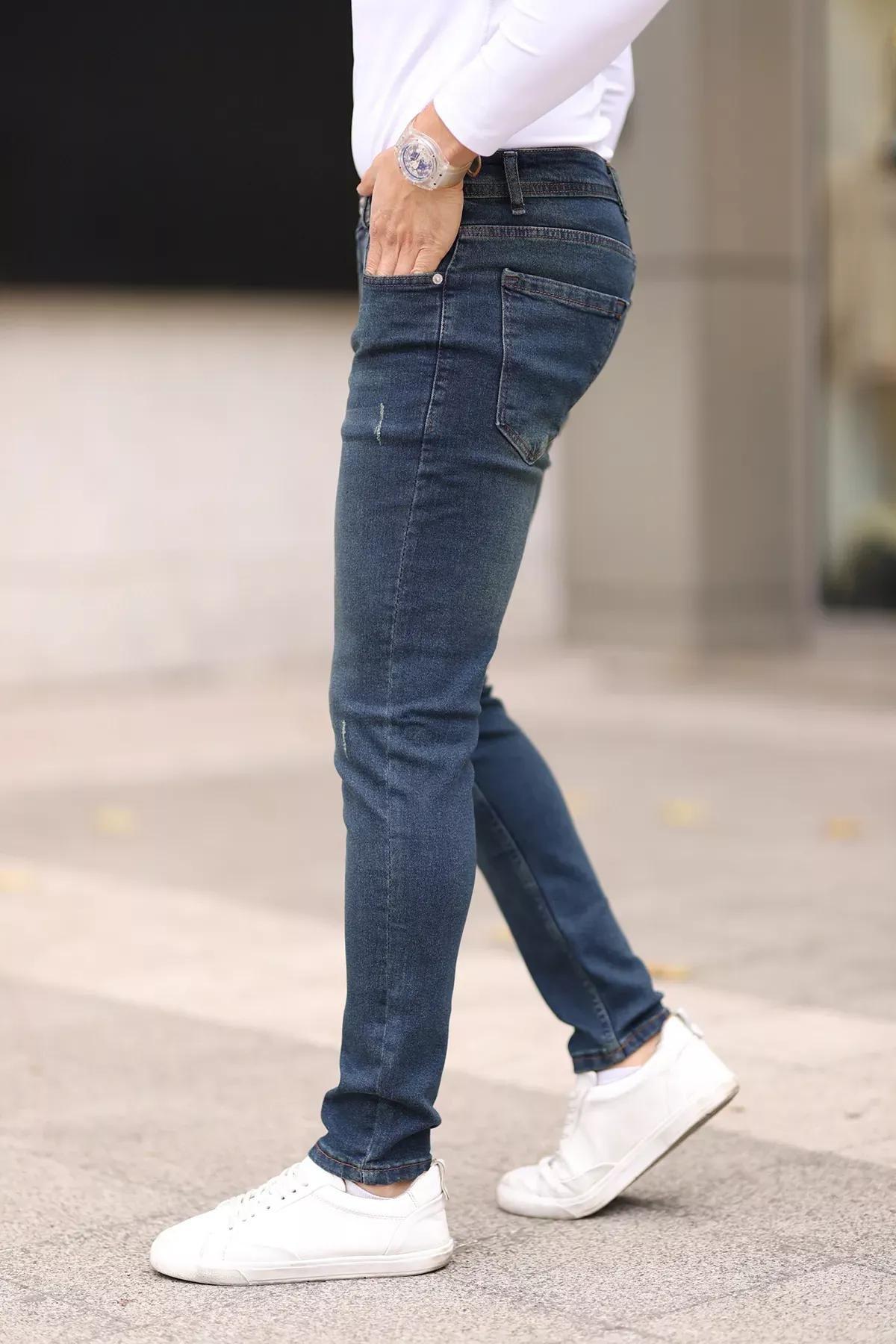 Navy Skinny Ribbed Jeans, Dark Navyblue, large image number 2