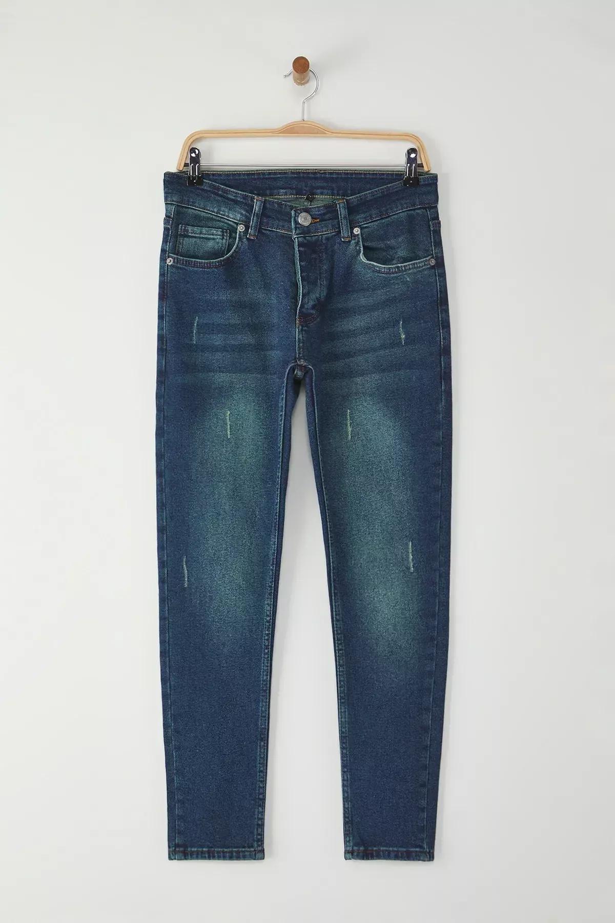 Navy Skinny Ribbed Jeans, Dark Navyblue, large image number 5