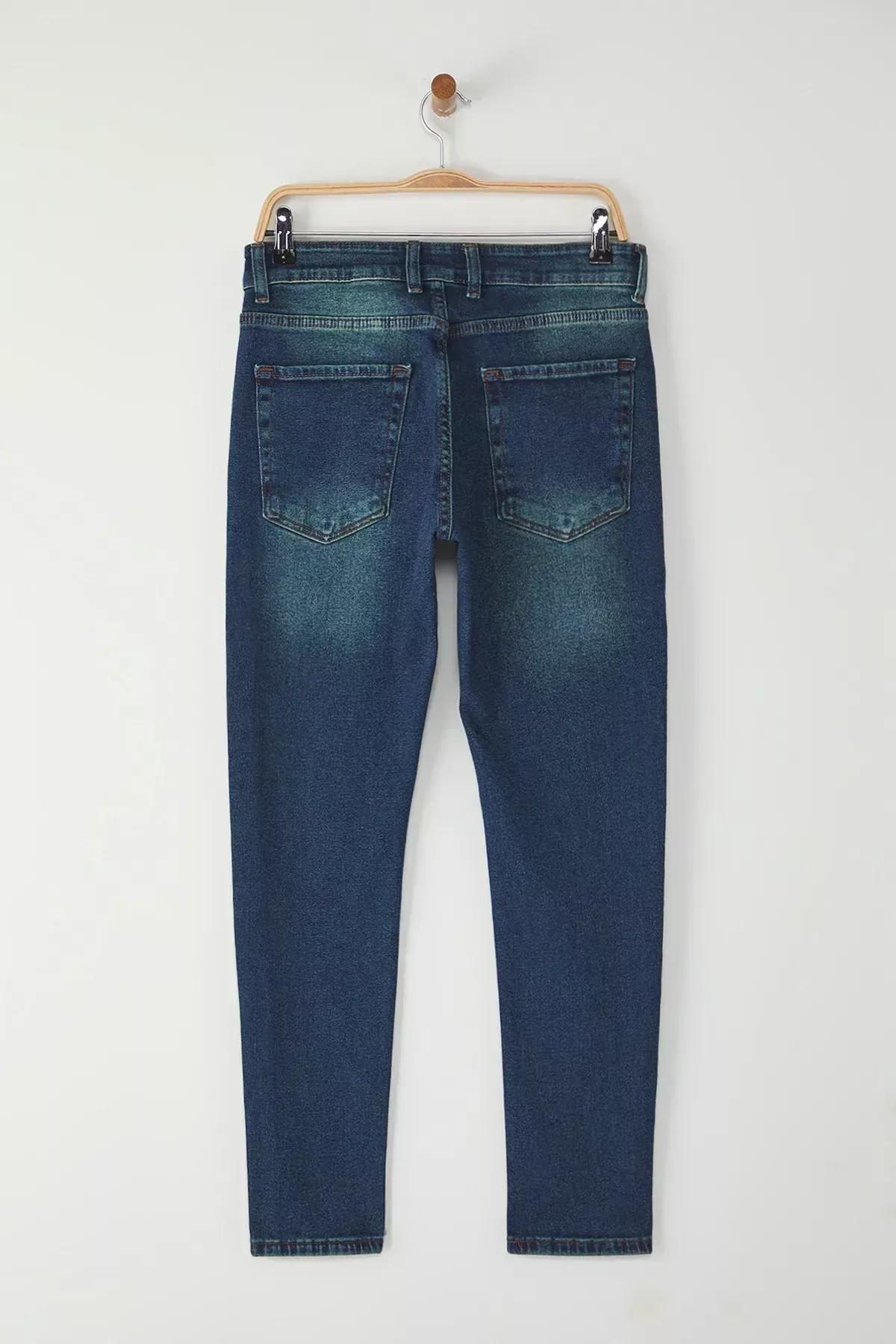 Navy Skinny Ribbed Jeans, Dark Navyblue, large image number 7