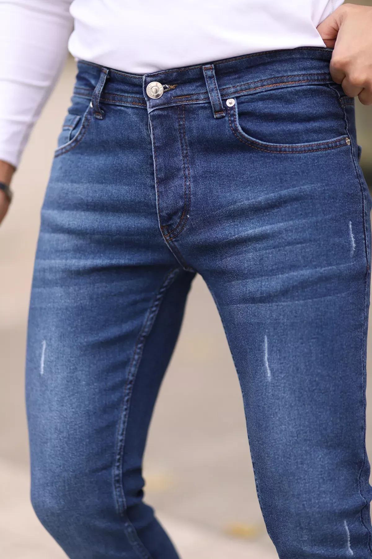 Blue Skinny Ribbed Jeans, , large image number 4