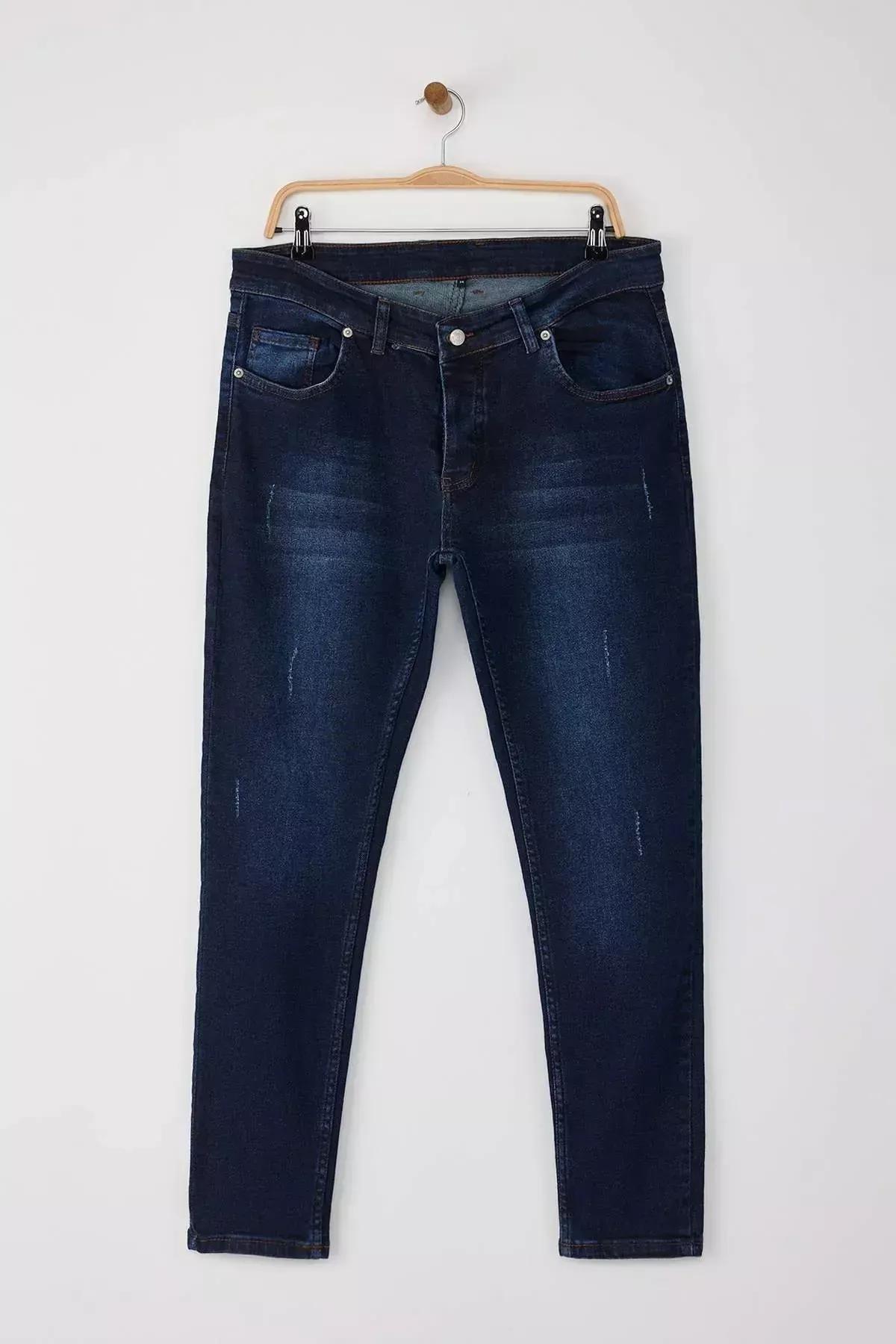 Blue Skinny Ribbed Jeans, Navy blue, large image number 5