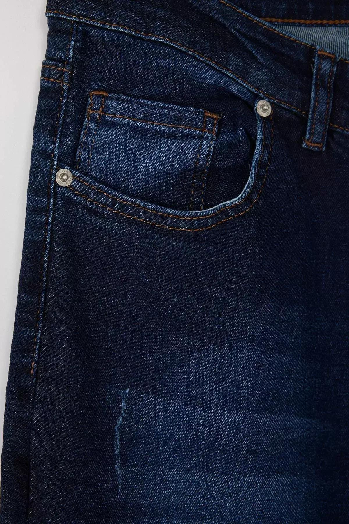 Blue Skinny Ribbed Jeans, Navy blue, large image number 6