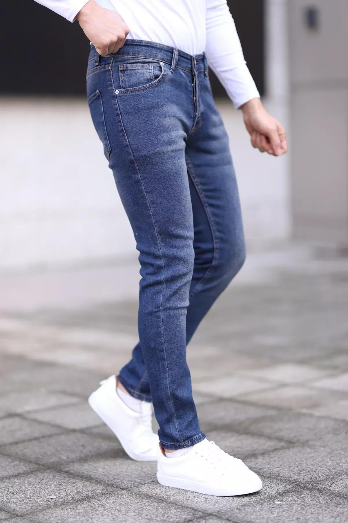 Navy Skinny Ribbed Jeans, , large image number 1