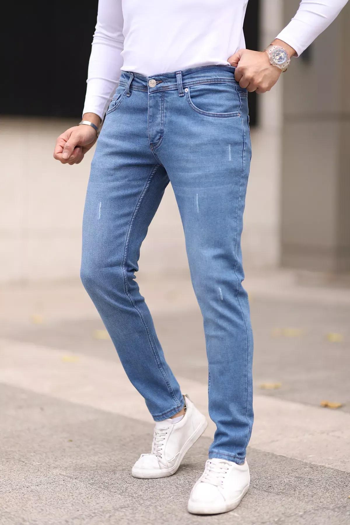 Blue Skinny Studded Jeans, , large image number 0