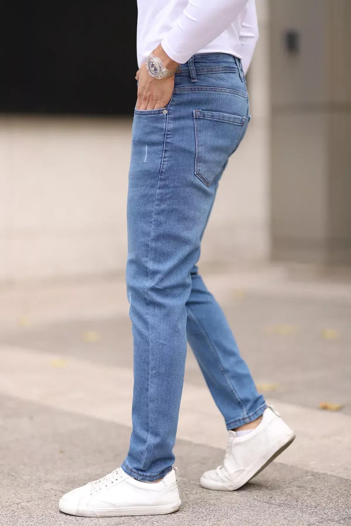 Blue Skinny Studded Jeans, , large image number 3