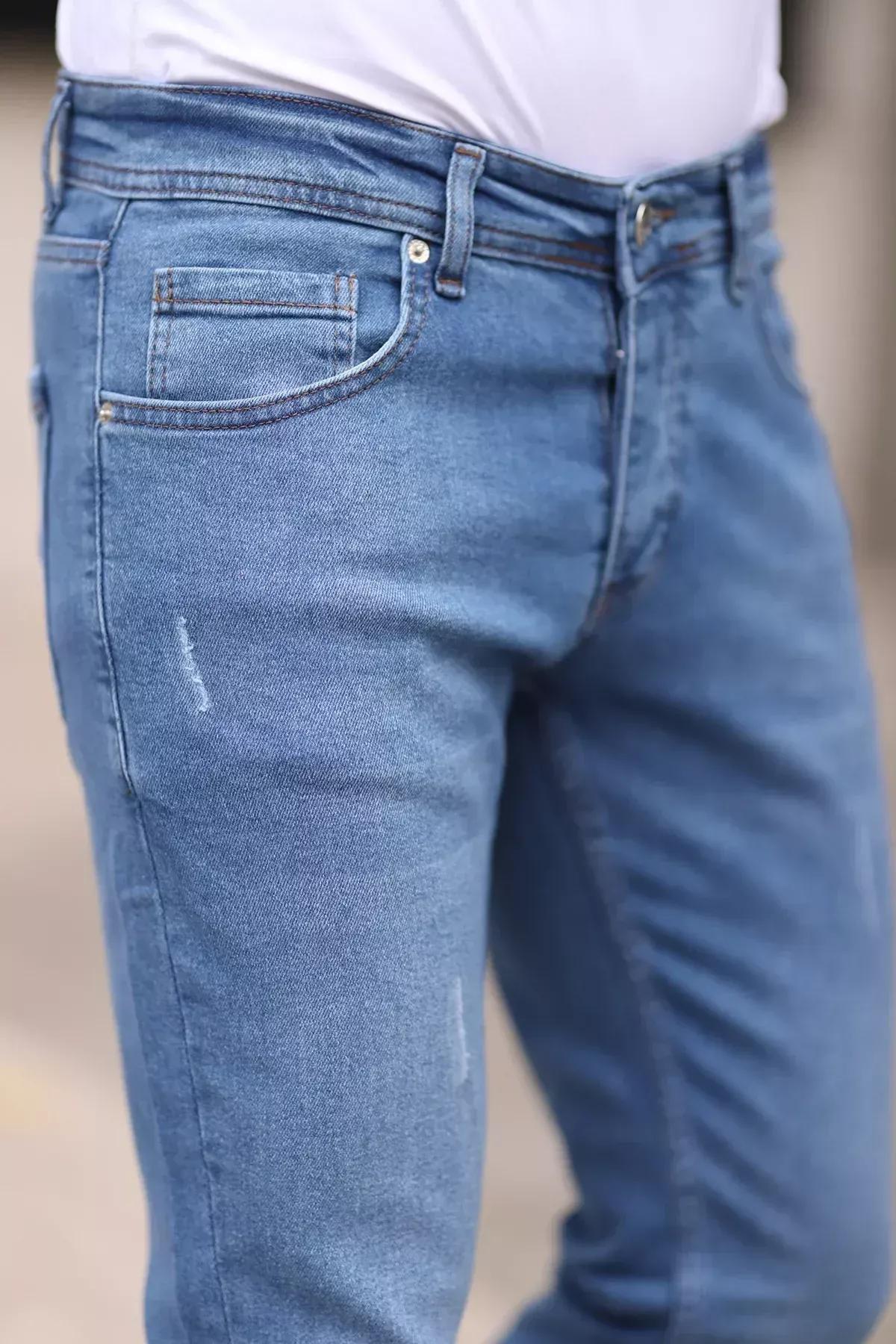 Blue Skinny Studded Jeans, , large image number 4