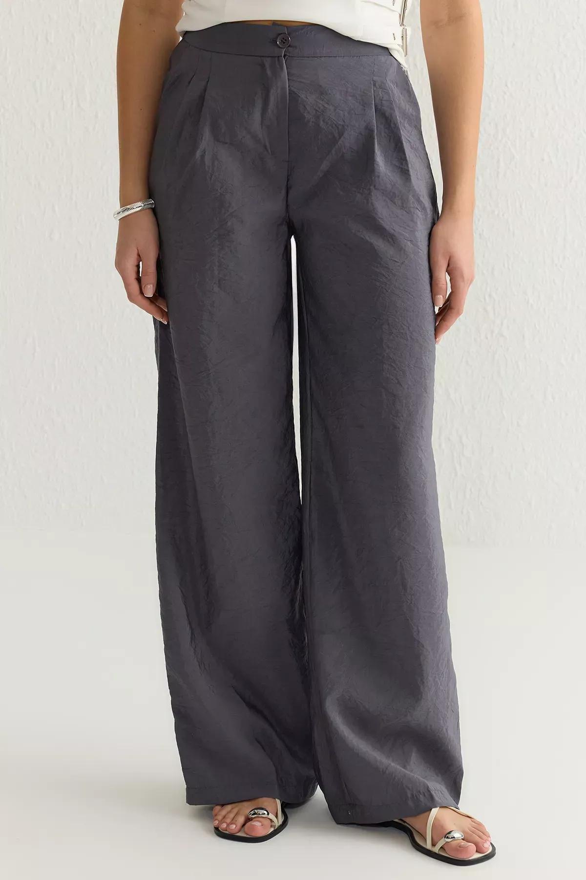Grey Modal Wide Leg Trousers, , large image number 3