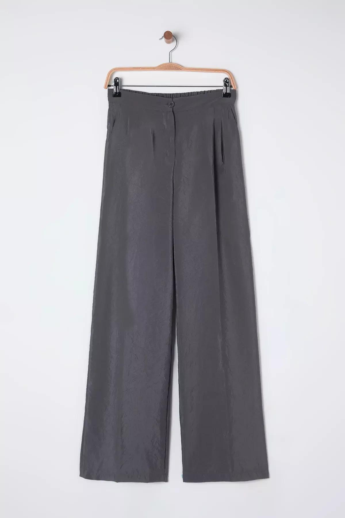 Grey Modal Wide Leg Trousers, , large image number 7