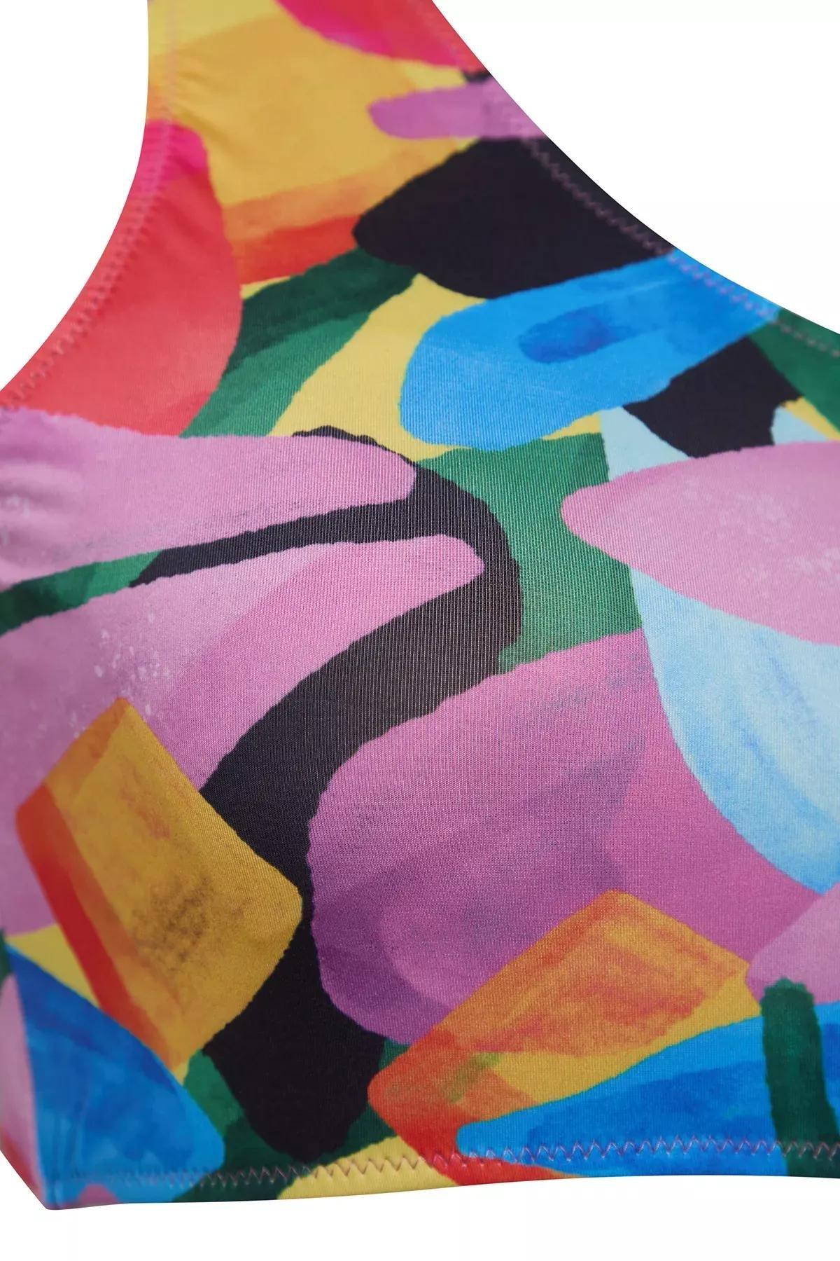 Multicolour One Shoulder Detailed Patterned Swimsuit, C101_7382, large image number 1