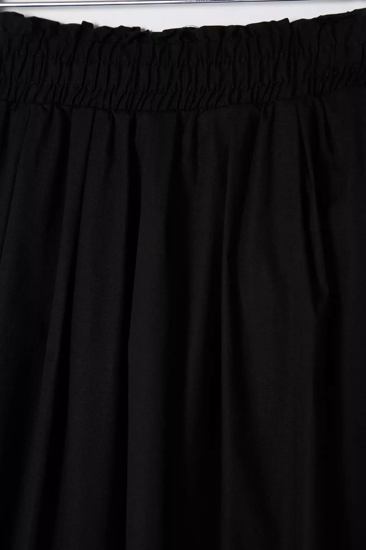 Black Flared Maxi Elastic Waist Skirt, , large image number 7