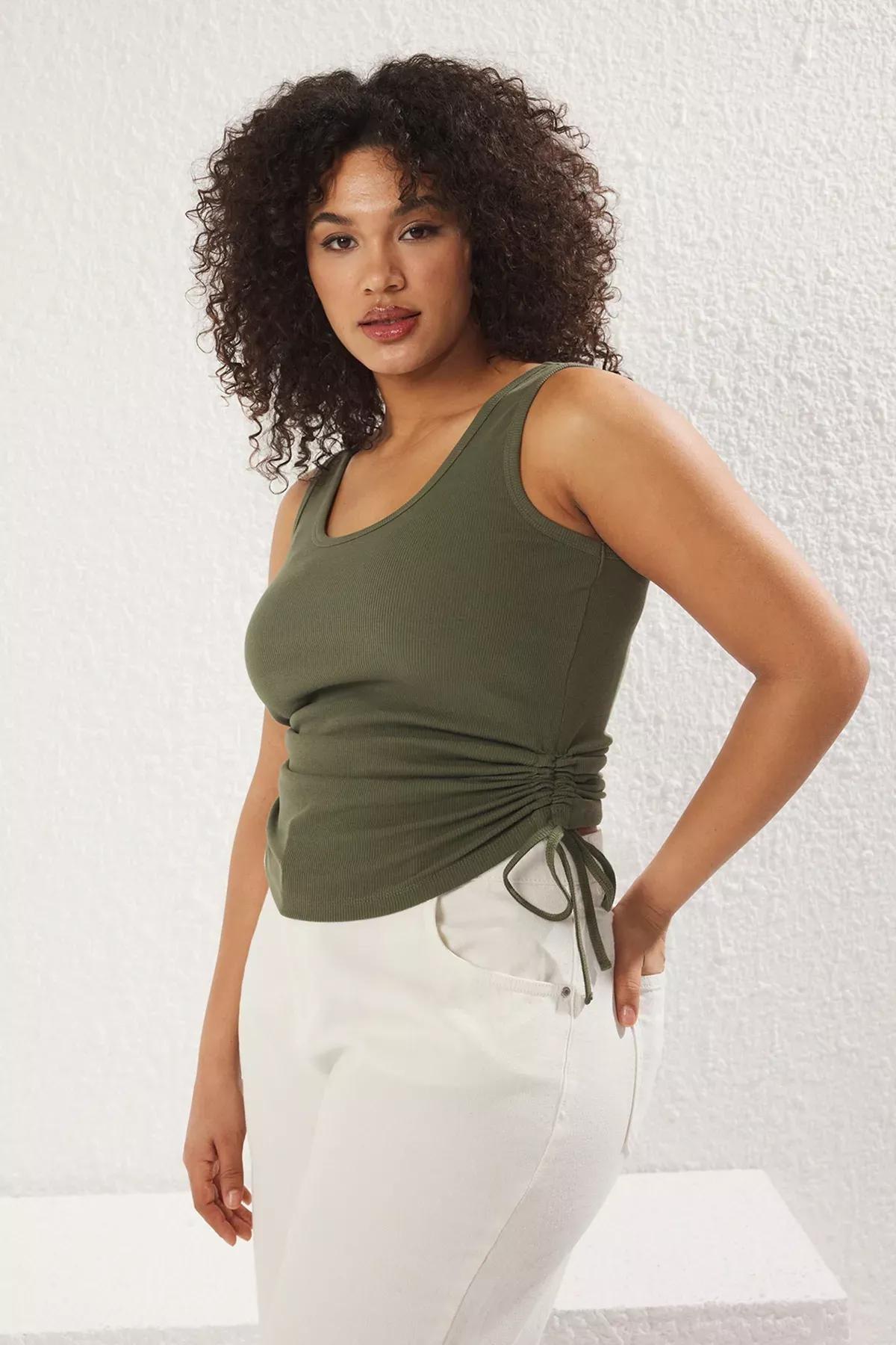Green Beige Pleated Athlete Set, Khaki-Beige, large image number 3