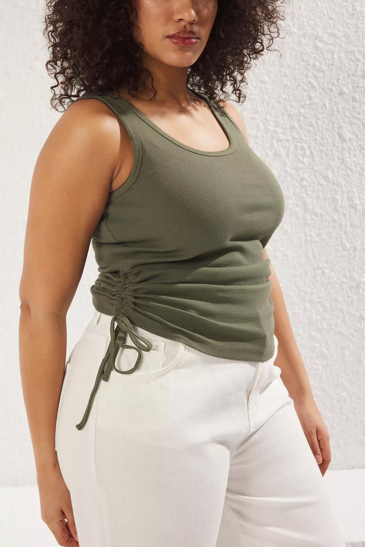 Green Beige Pleated Athlete Set, Khaki-Beige, large image number 4