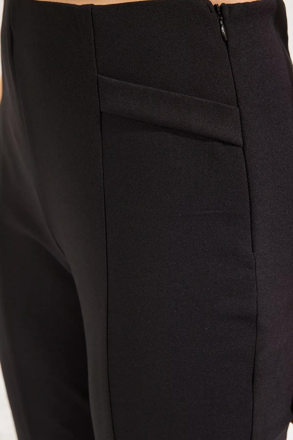 Black Elastic Flare Trousers, , large image number 3