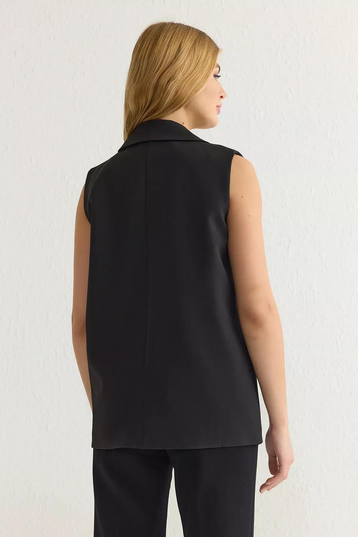 Black Leopard Lining Detailed Vest, , large image number 4