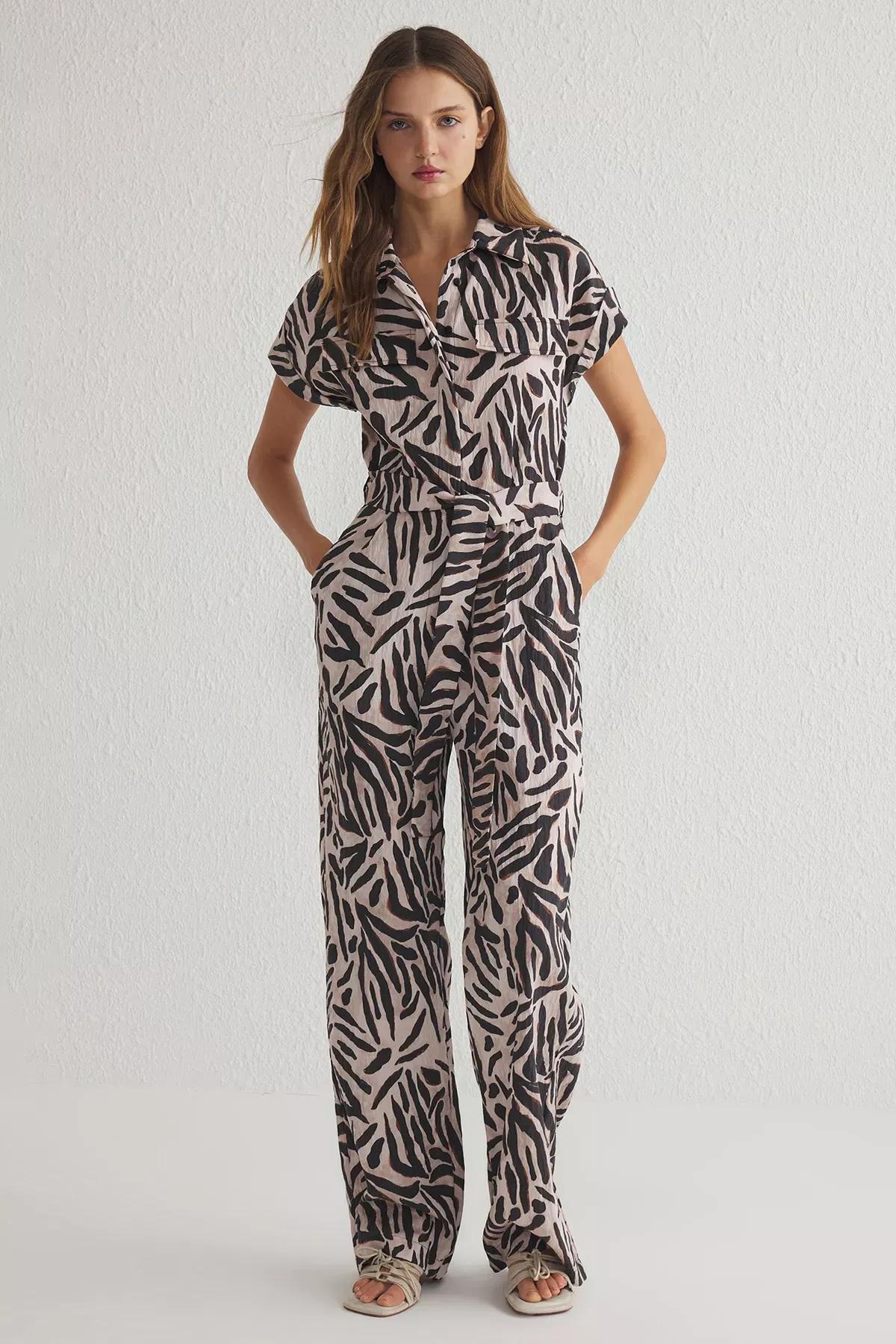 Multicolour Belted Abstract Patterned Overalls, C101_7382, large image number 0