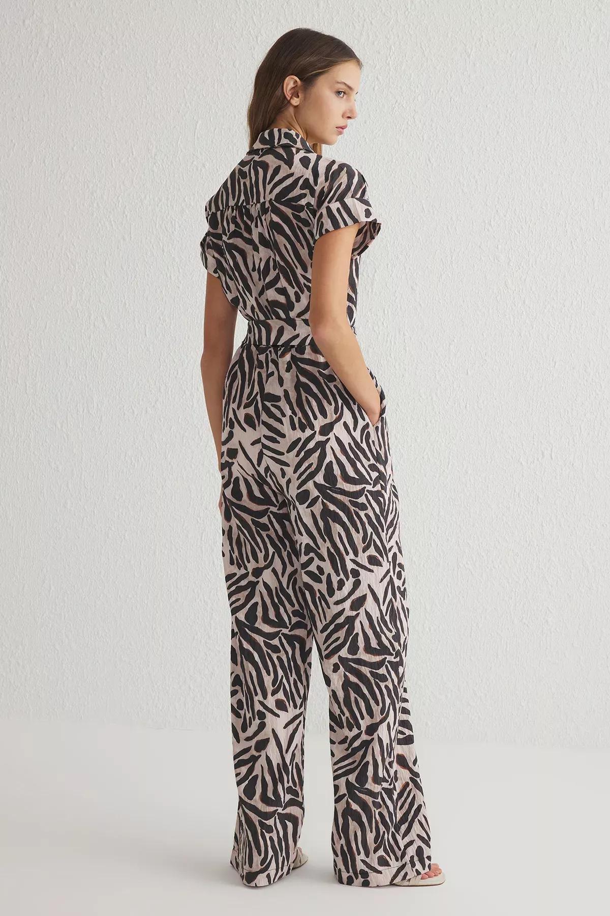Multicolour Belted Abstract Patterned Overalls, C101_7382, large image number 4