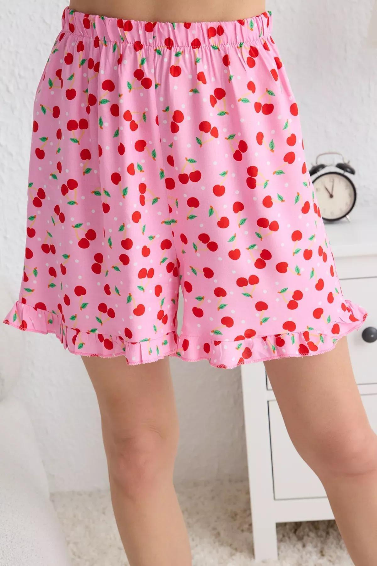 Pink Cherry Patterned Pajama Set, , large image number 3