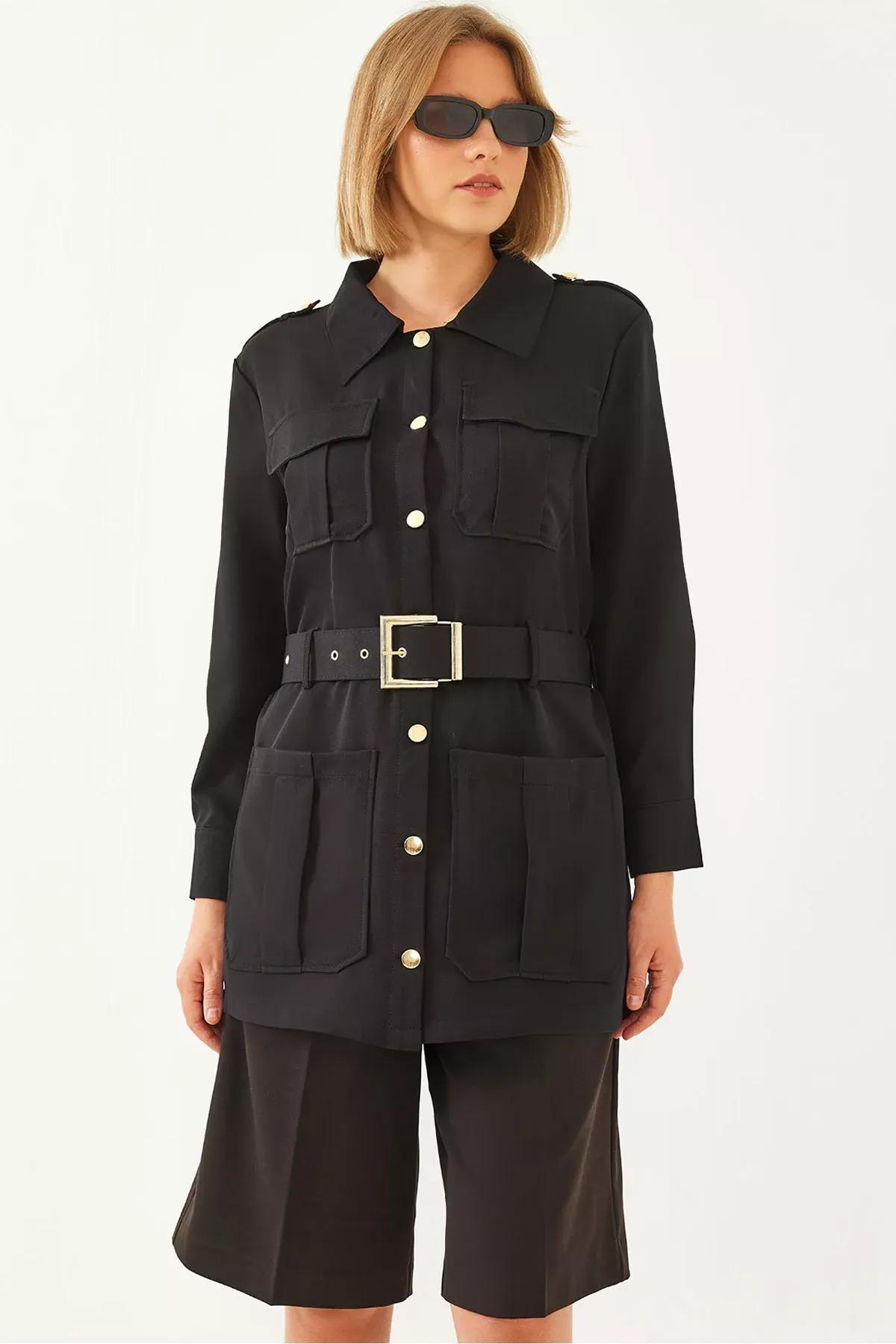 Black Casual Cargo Jacket, , large image number 0