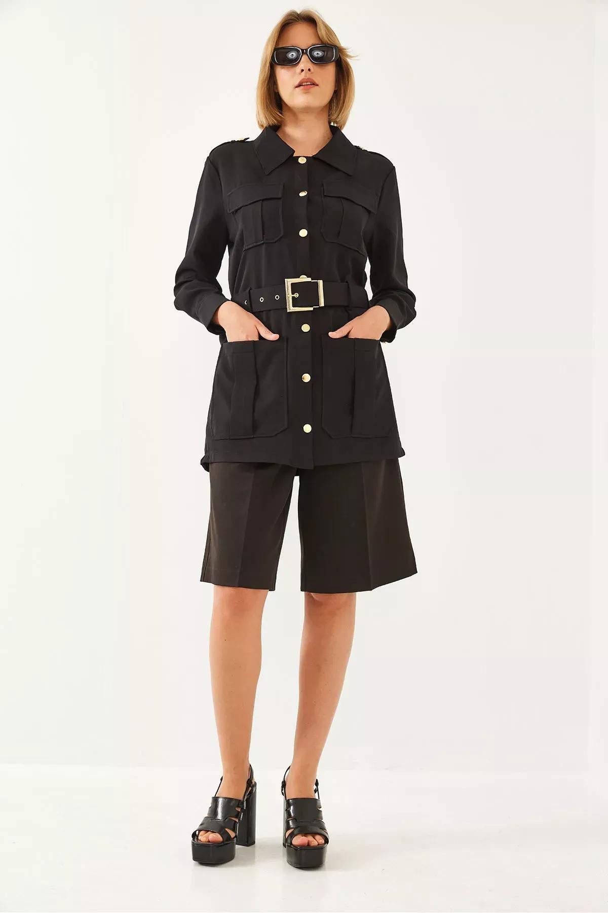 Black Casual Cargo Jacket, , large image number 3