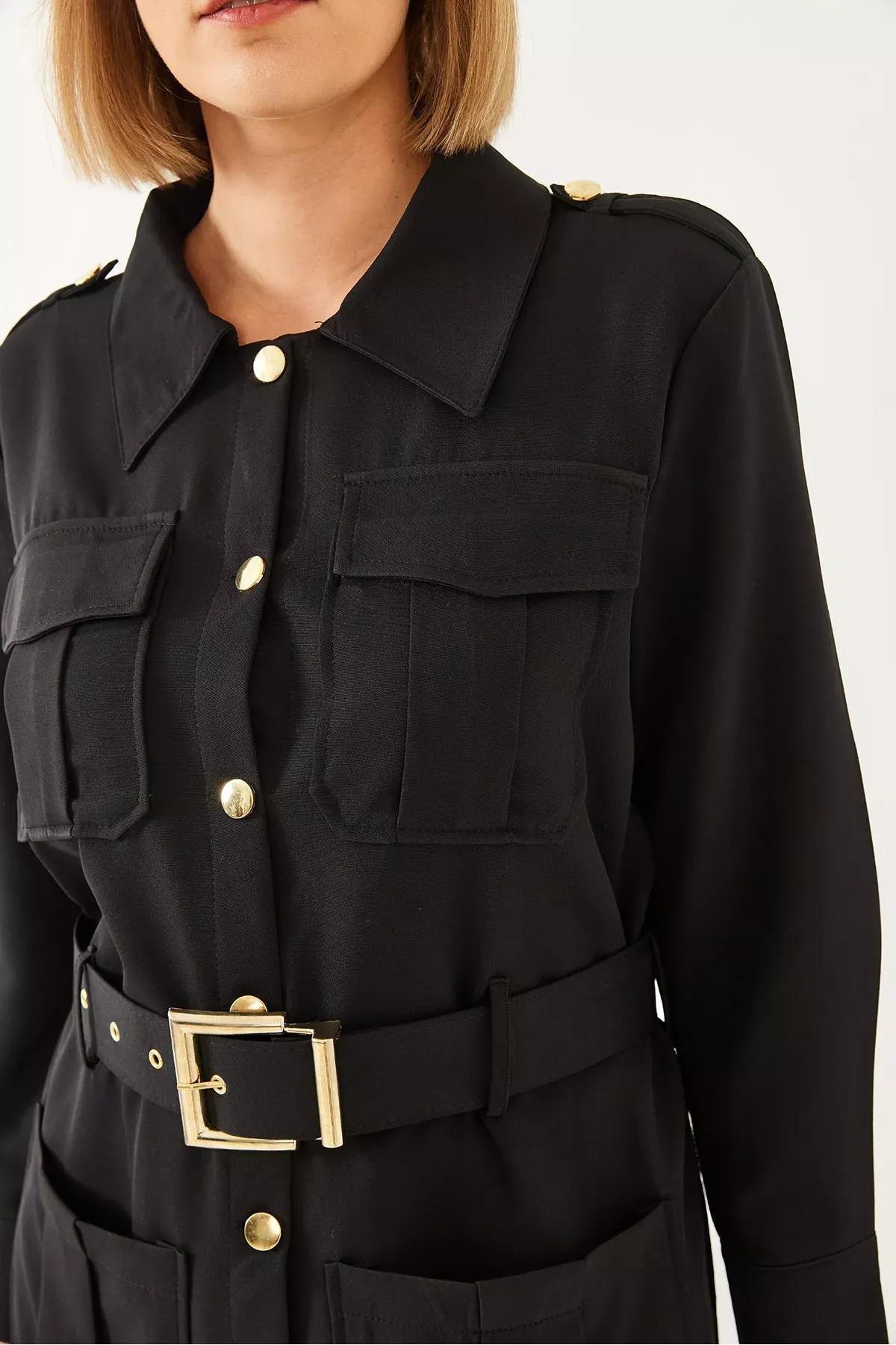 Black Casual Cargo Jacket, , large image number 4