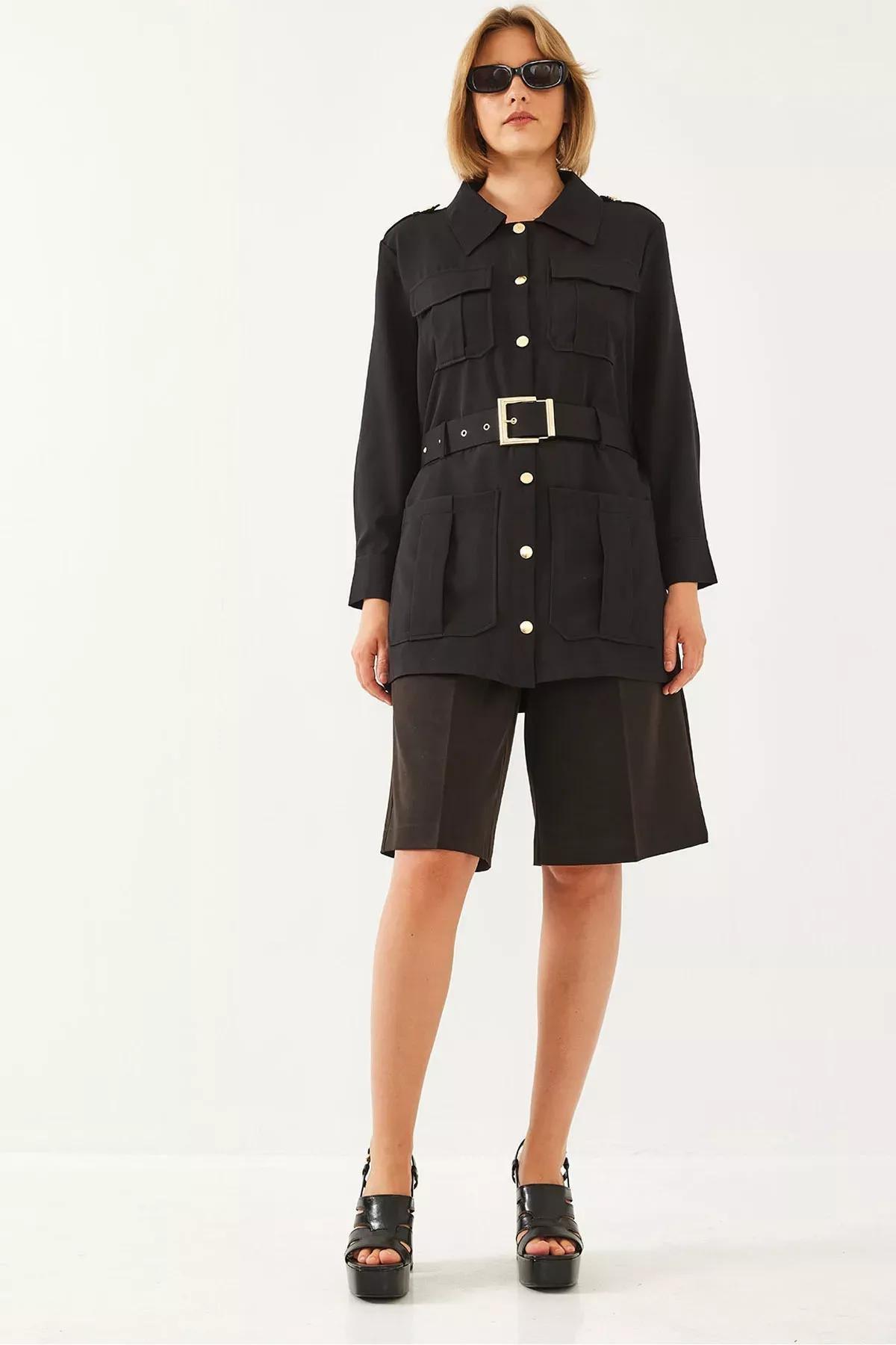 Black Casual Cargo Jacket, , large image number 5