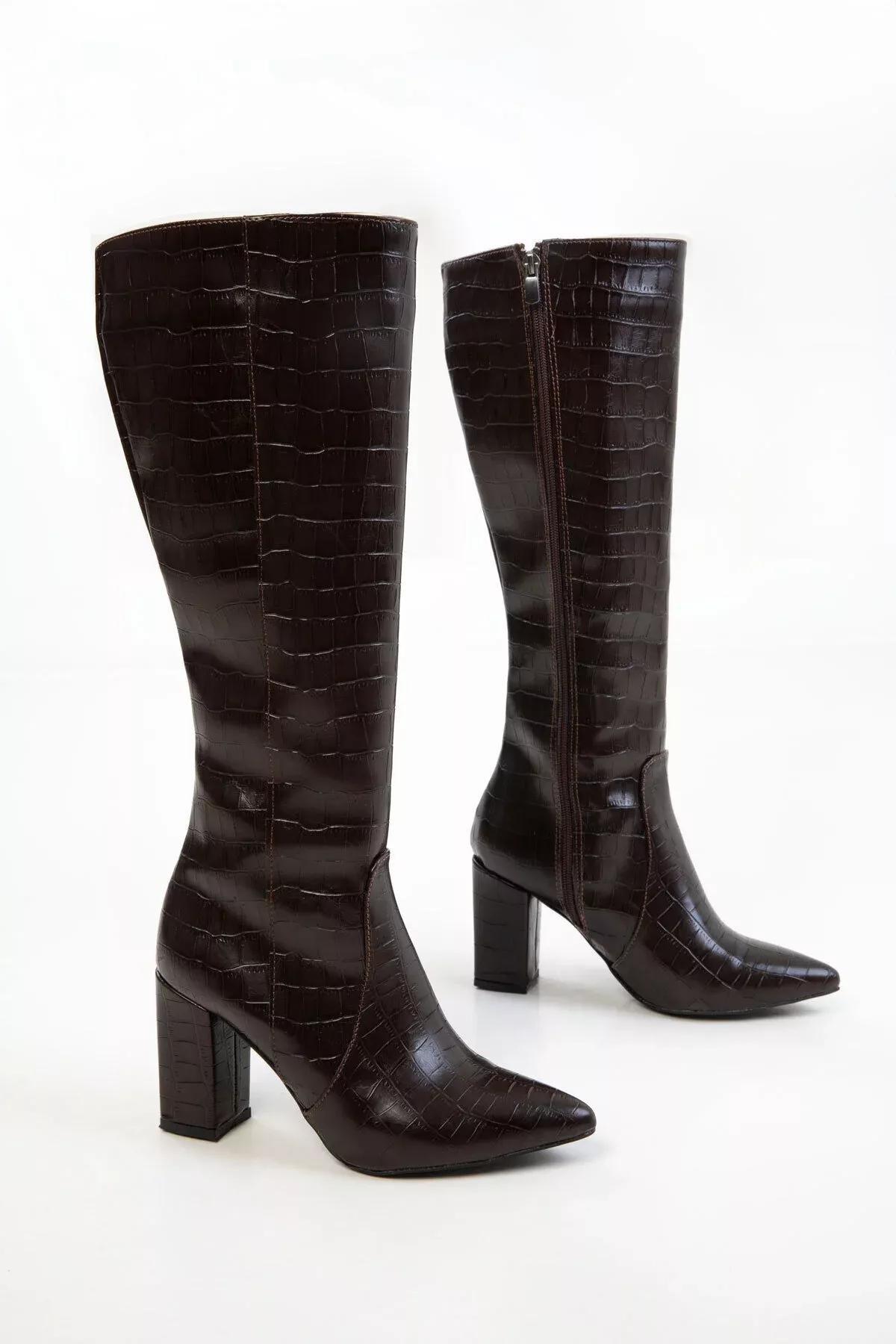 Brown Krako Textured Knee High Boots, C101_5846, large image number 5