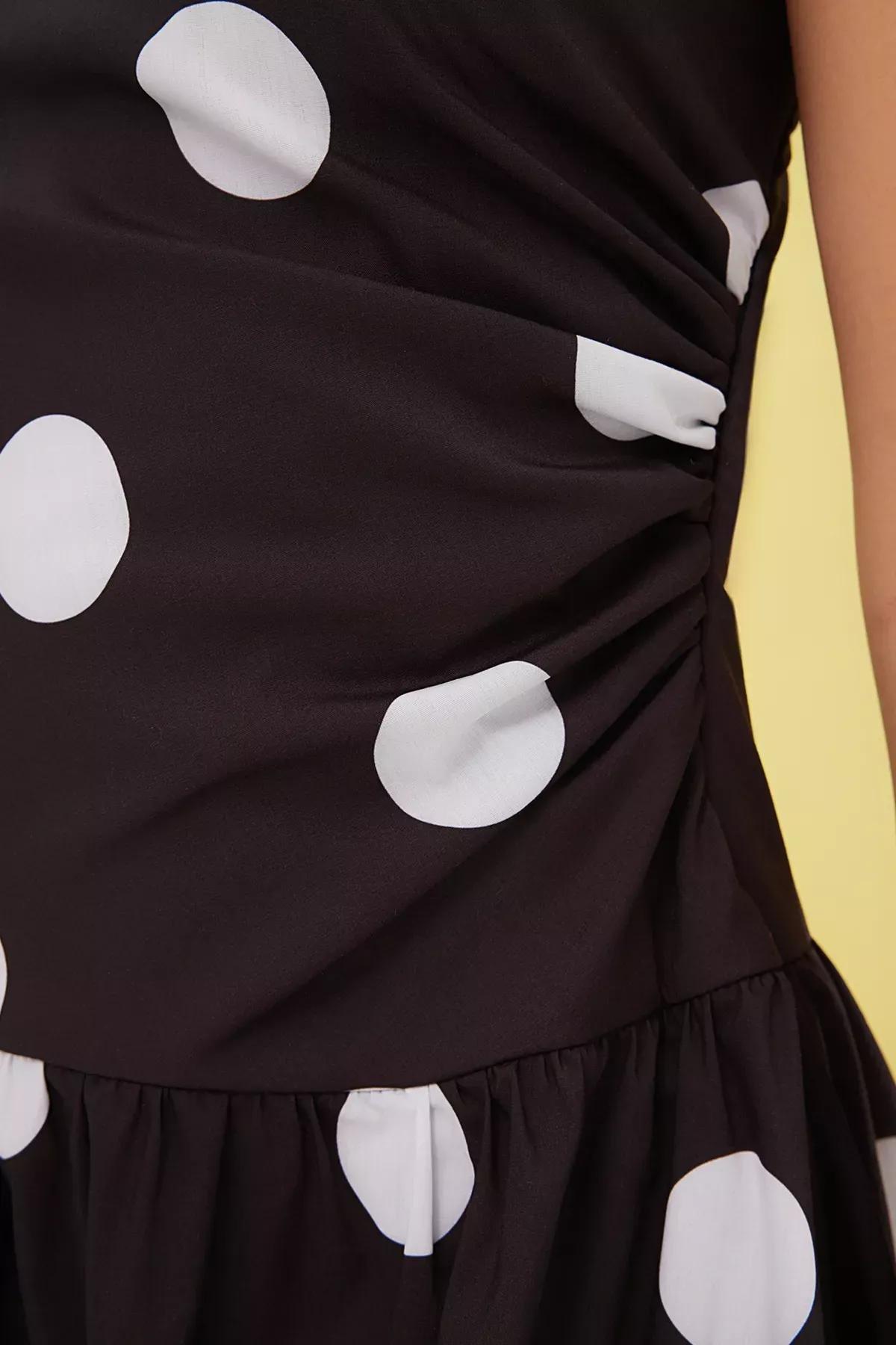 Black Polka Dot Poplin Occasionwear Dress, , large image number 3
