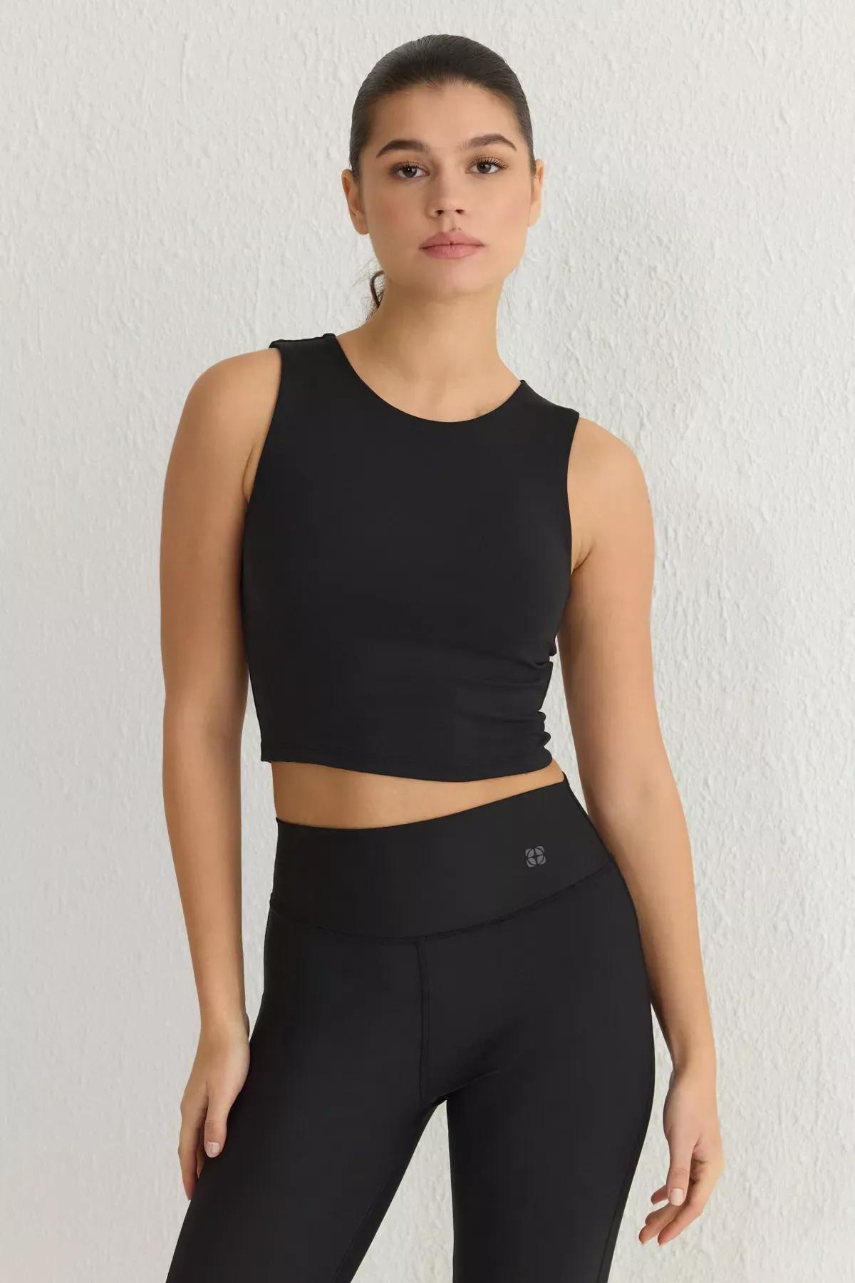 Black Two Layer Sports Bra, BLACK, large image number 1