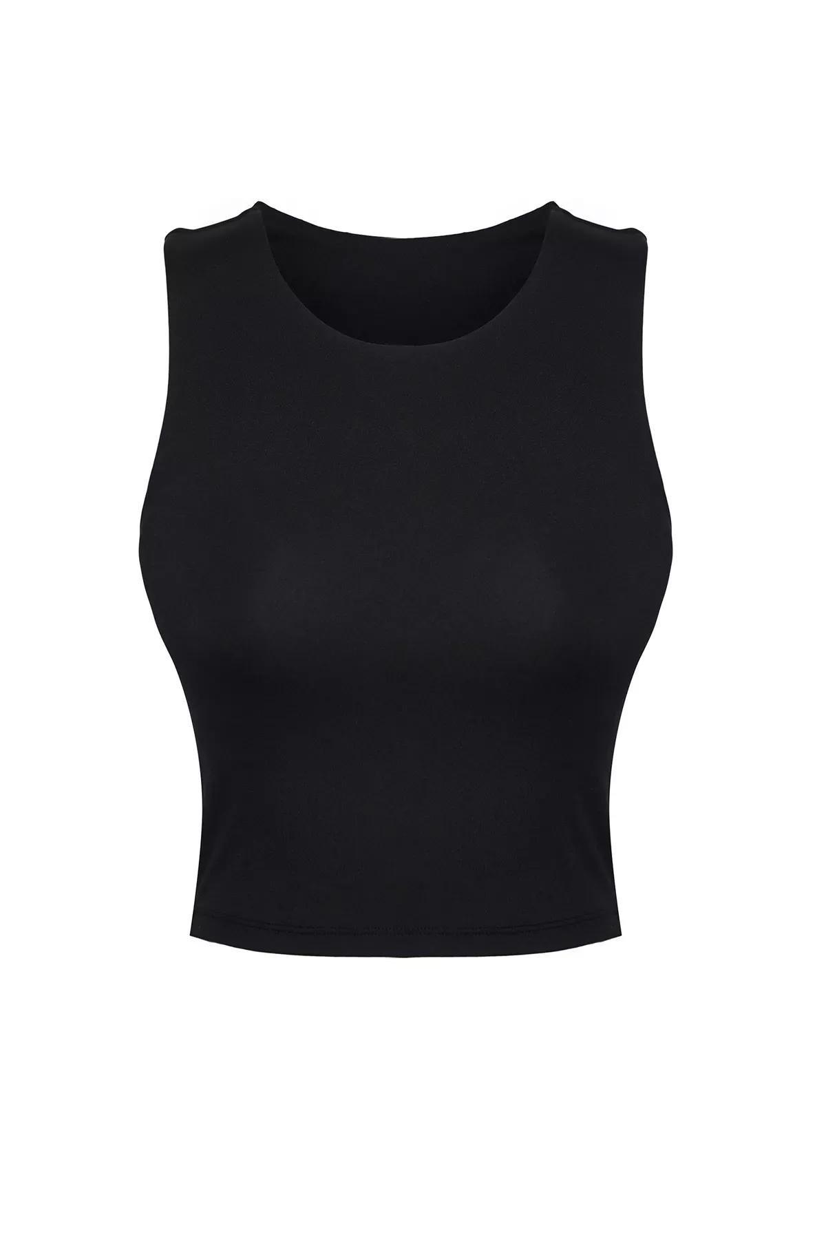 Black Two Layer Sports Bra, BLACK, large image number 5