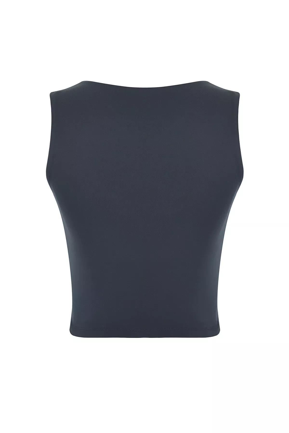 Grey Padded Sports Bra Top, Anthracite, large image number 6