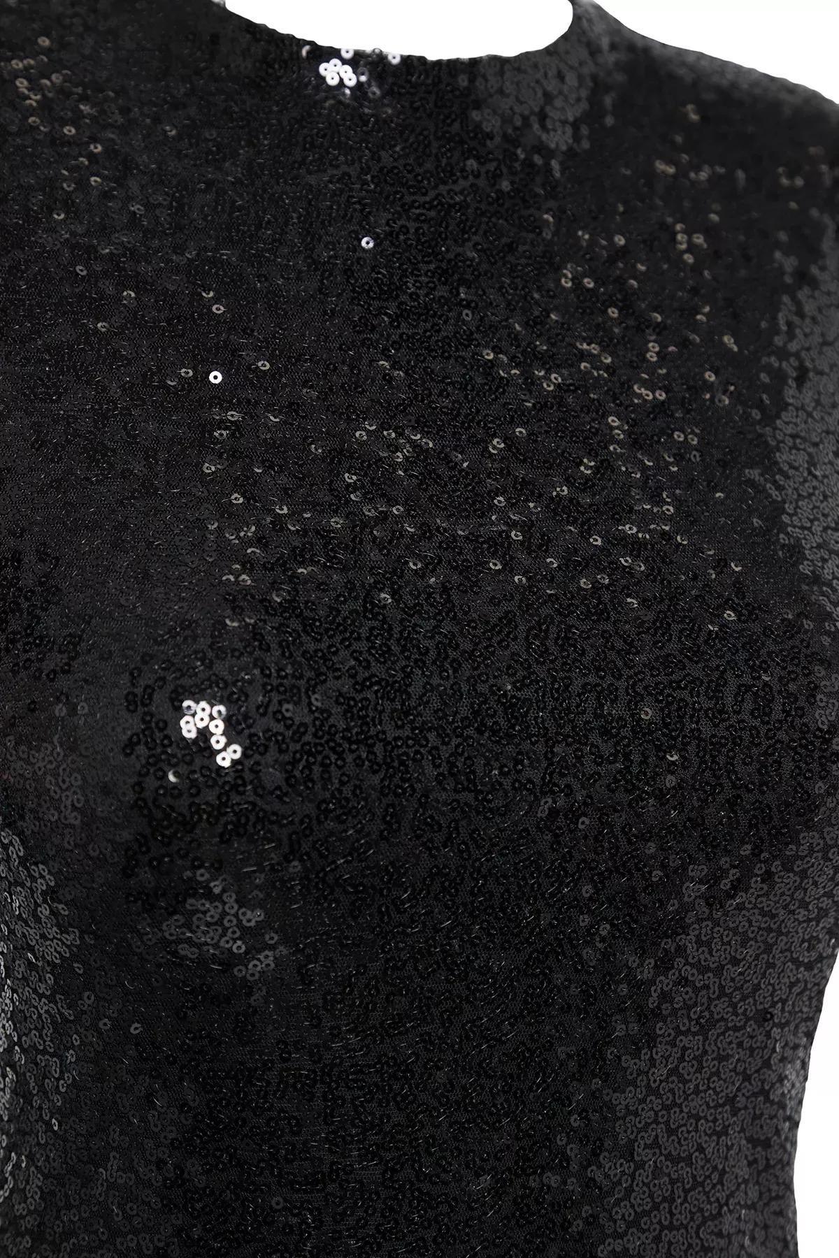 Black Sequin Knitted Occasionwear Dress, , large image number 3