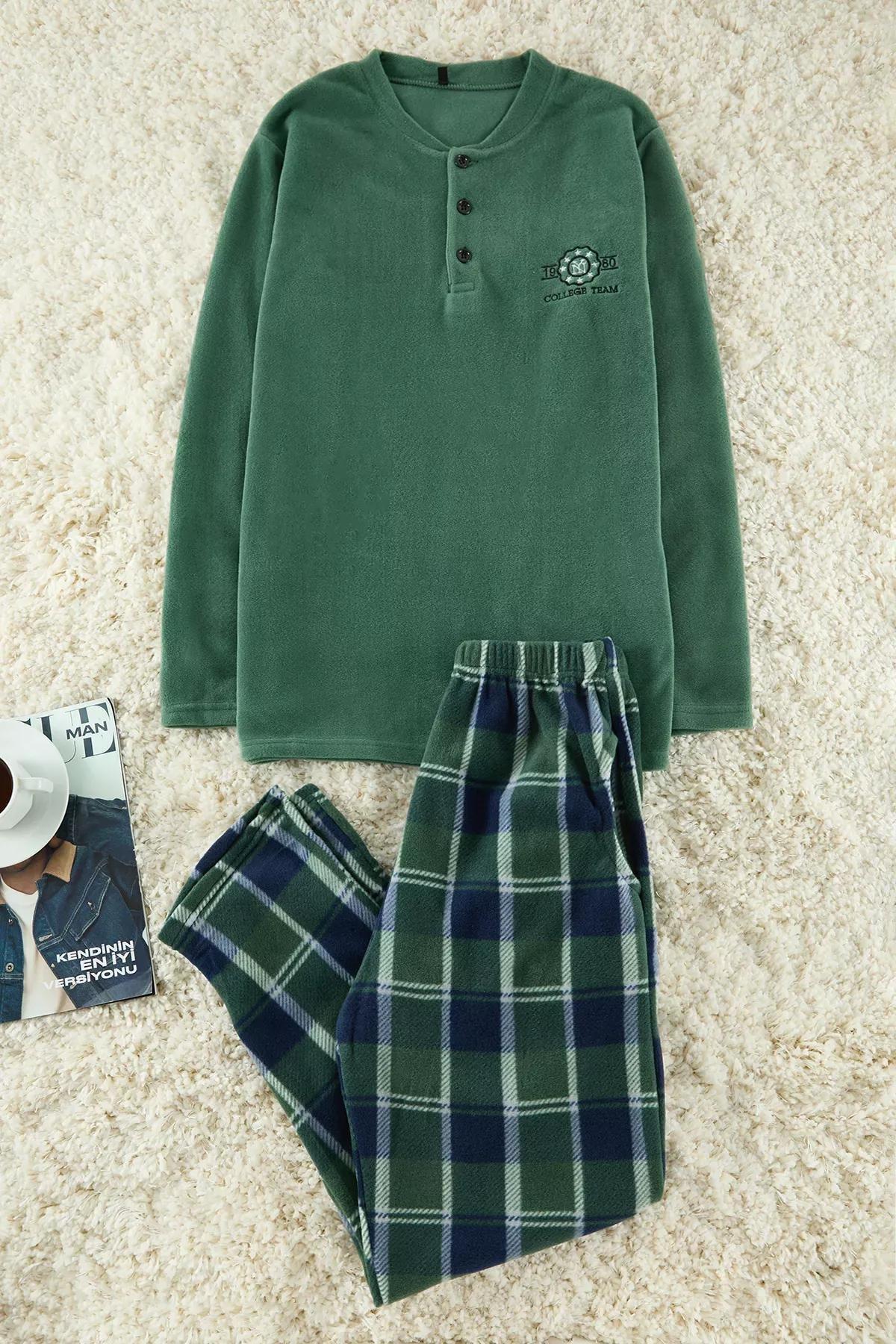 Green Detailed Knitted Pyjamas Set, , large image number 0