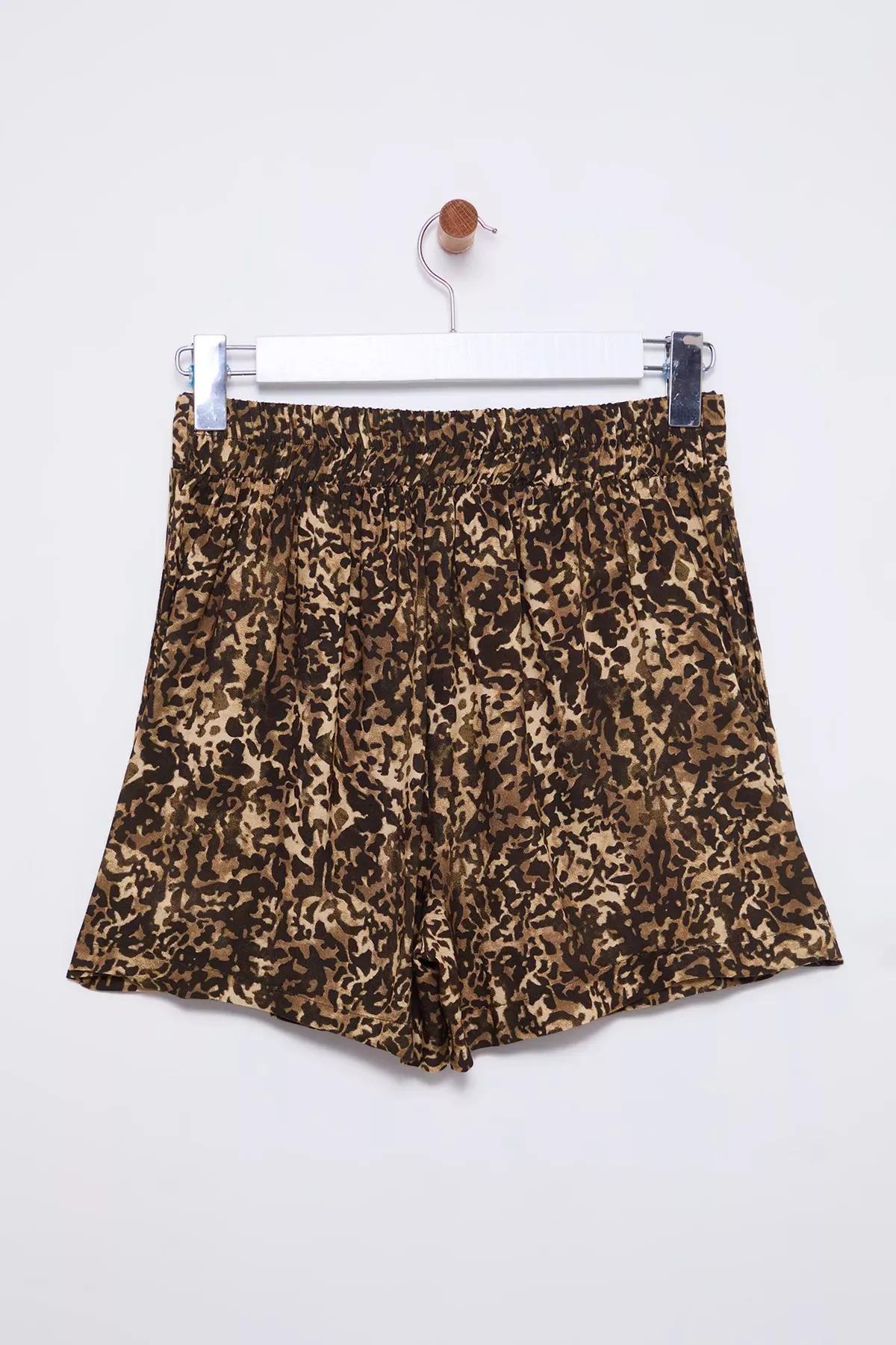 Brown Belted Leopard Shorts, , large image number 6