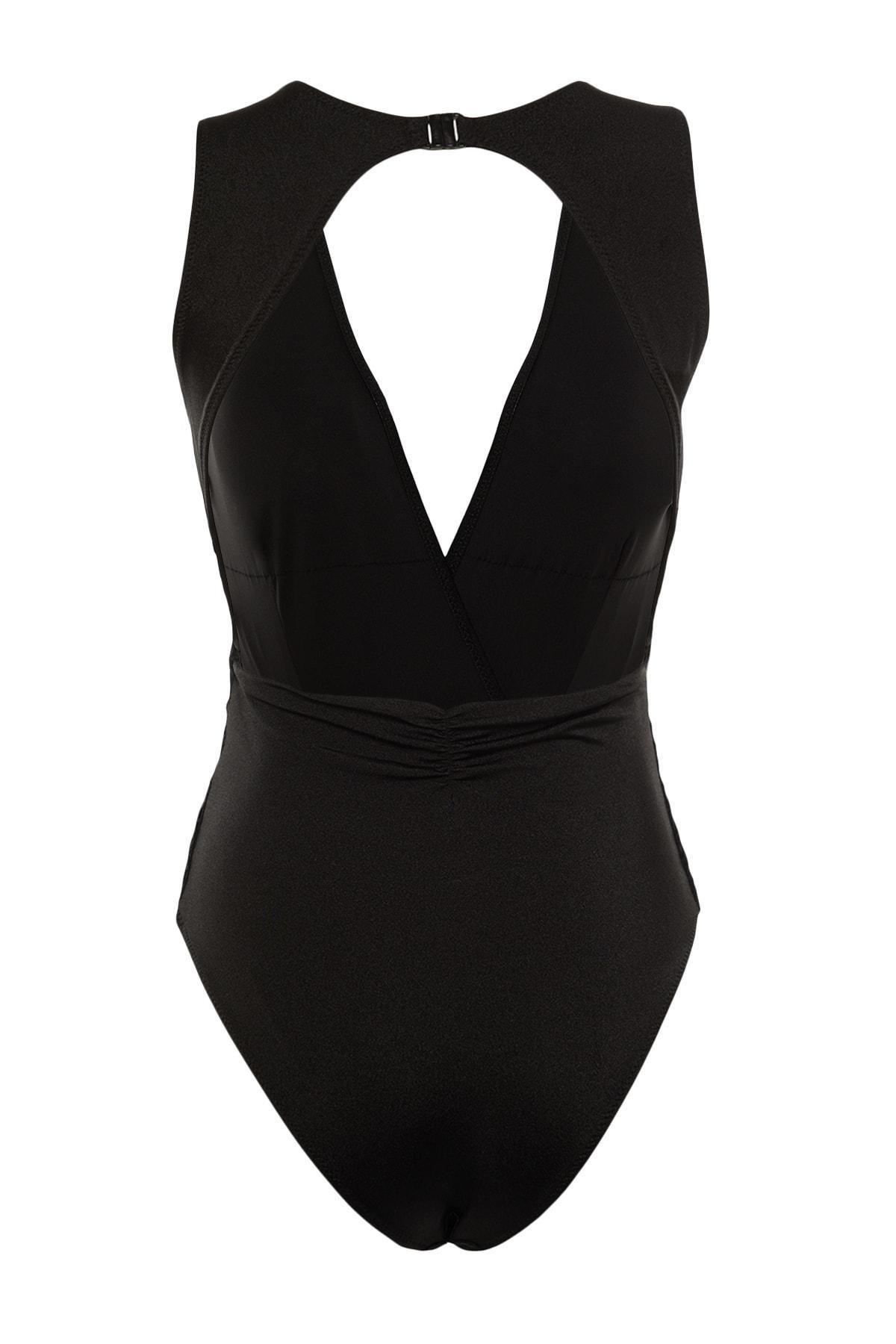 Black Plain Swimsuit, , large image number 4