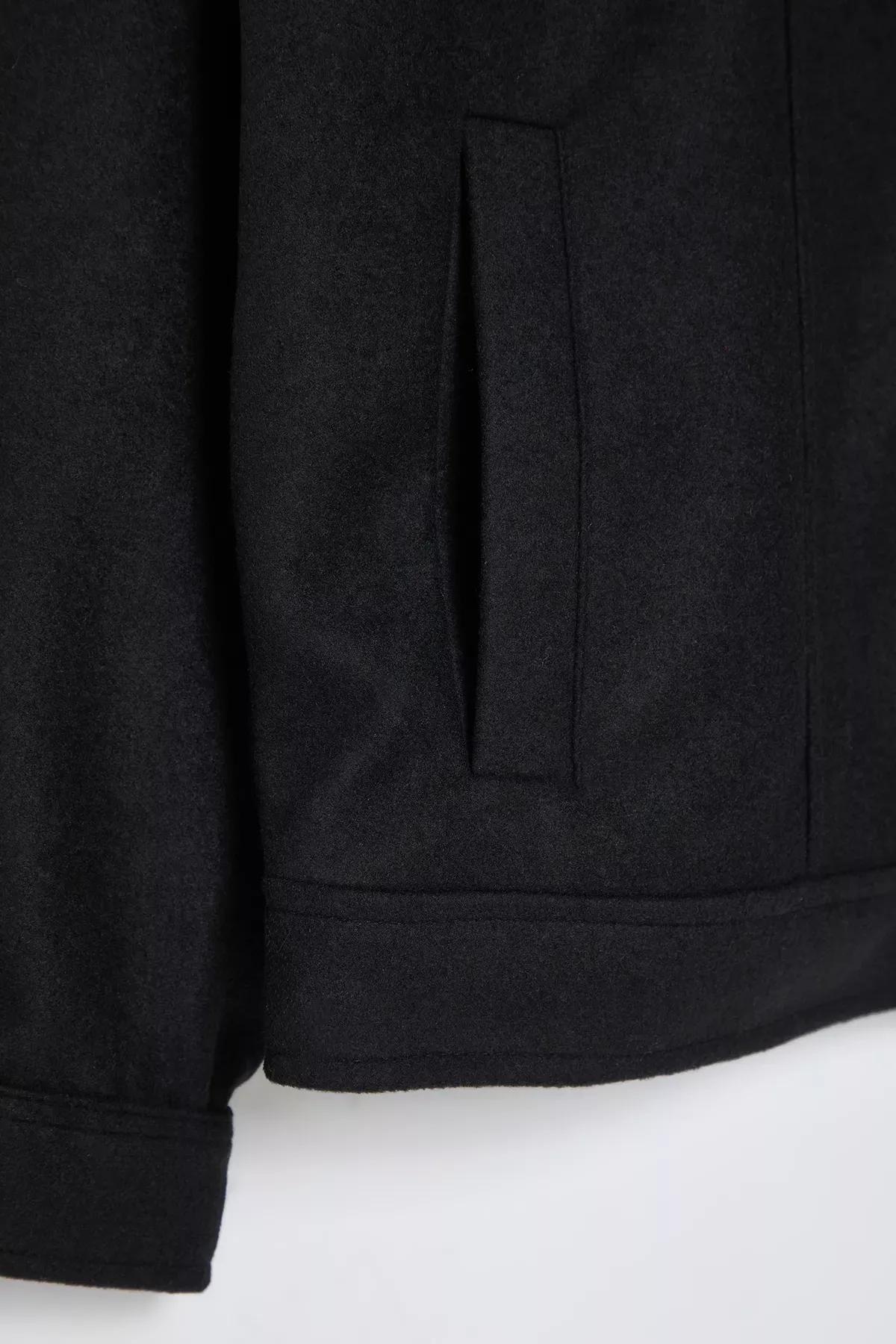 Black Regular Cashmere Winter Coat, , large image number 2