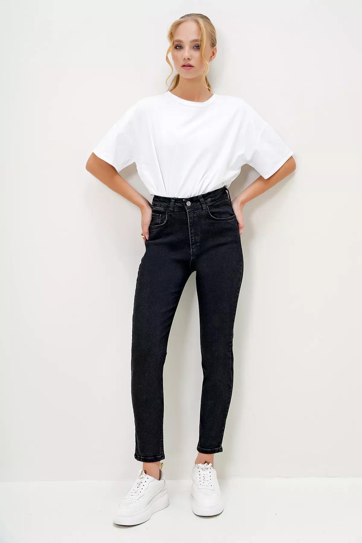 Black Washed Straight Leg Jeans, , large image number 0