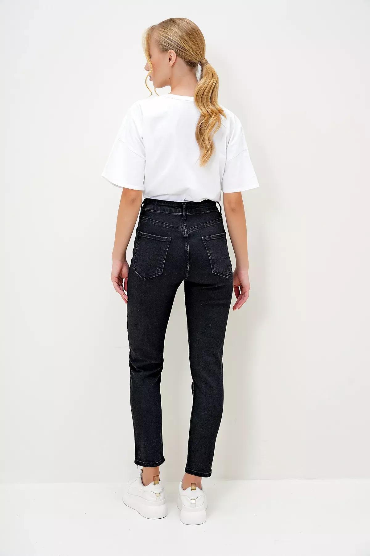 Black Washed Straight Leg Jeans, , large image number 4