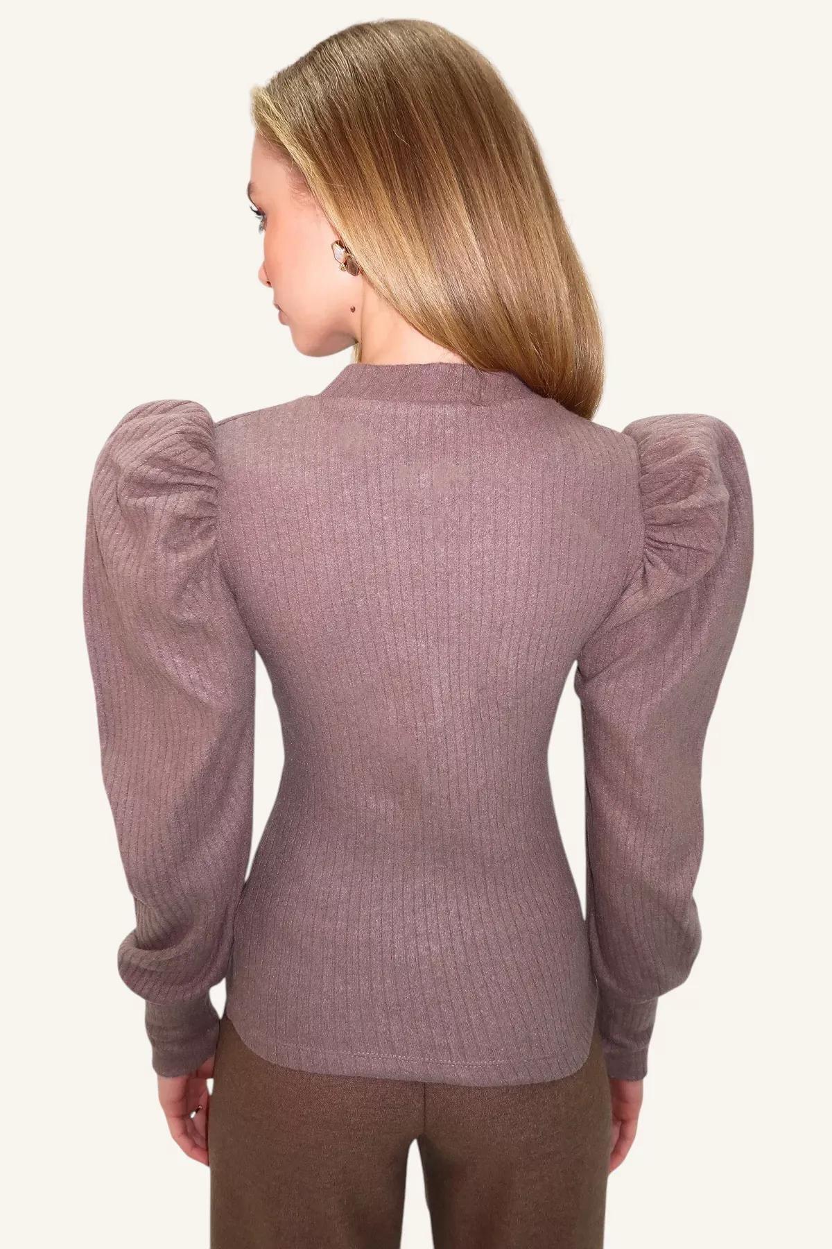 Brown Princess Sleeve Blouse, Mink, large image number 4