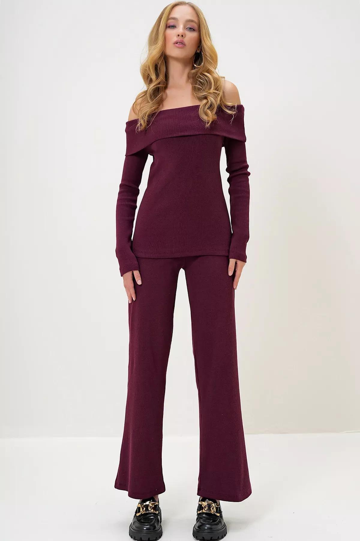 Burgundy Madonna Collar Suit, Burgundy, large image number 0