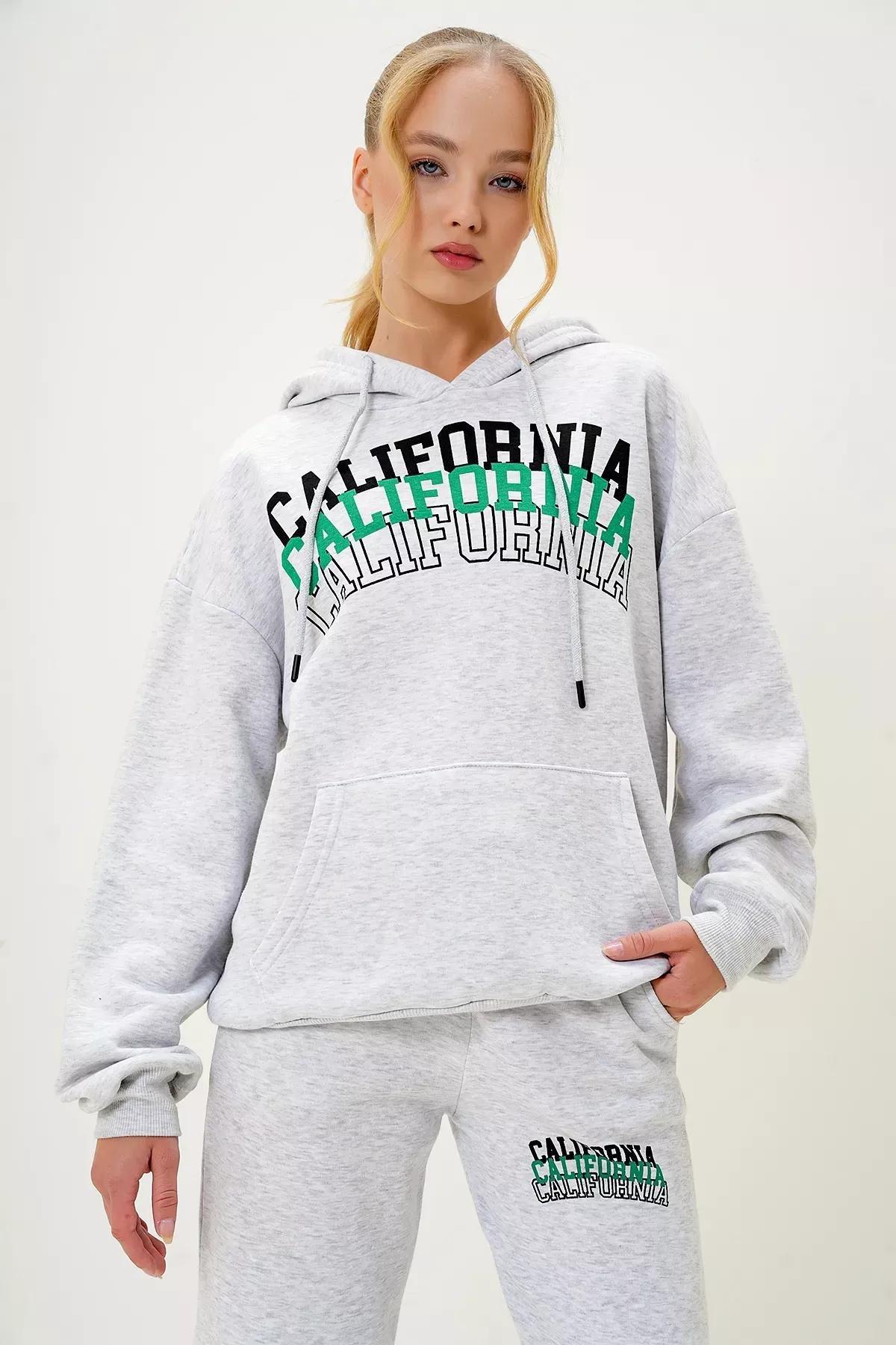 Grey Hooded Kangaroo Pocket Sweatshirt, , large image number 4