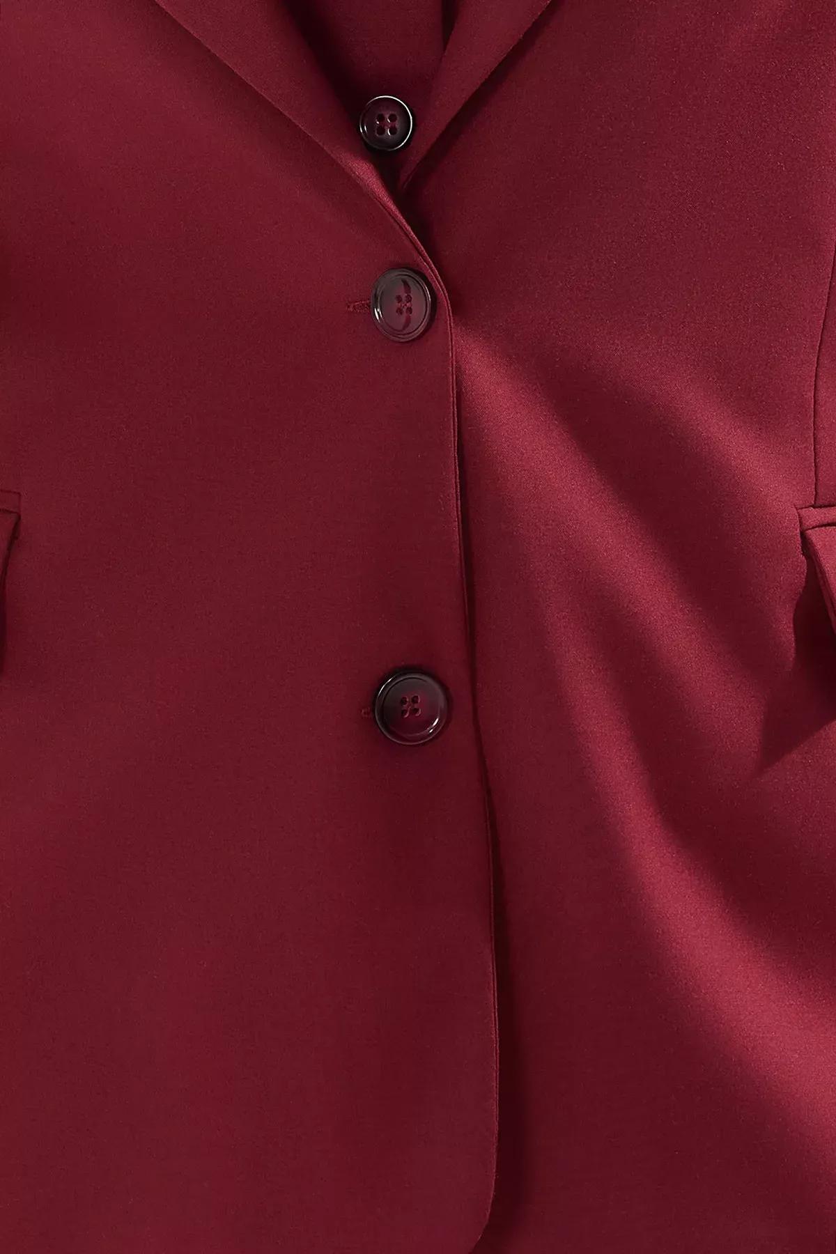 Burgundy Oversize Lined Blazer, Burgundy, medium