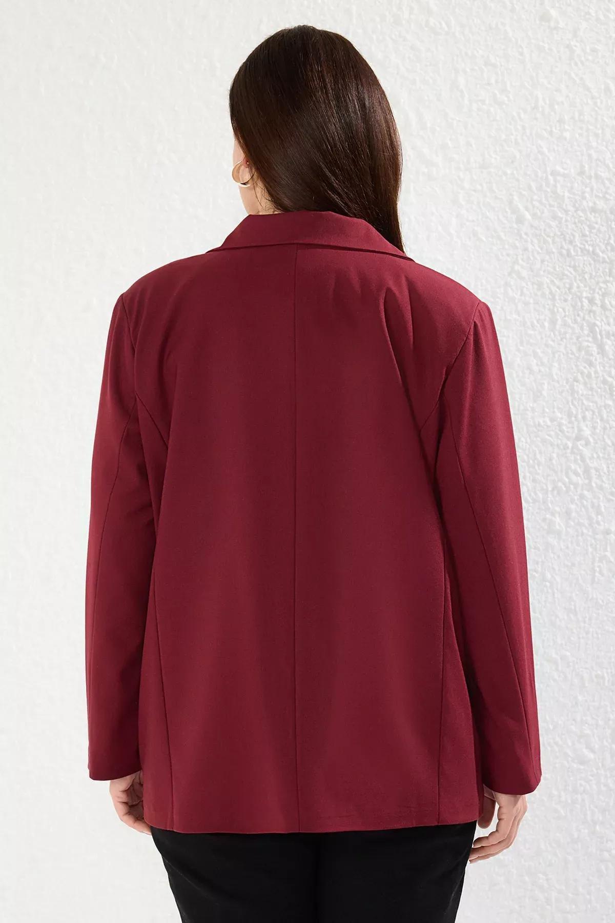 Burgundy Oversize Lined Blazer, Burgundy, large image number 4