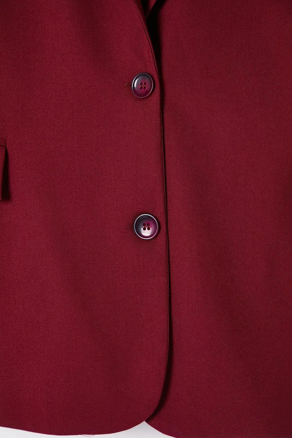Burgundy Oversize Lined Blazer, Burgundy, large image number 6