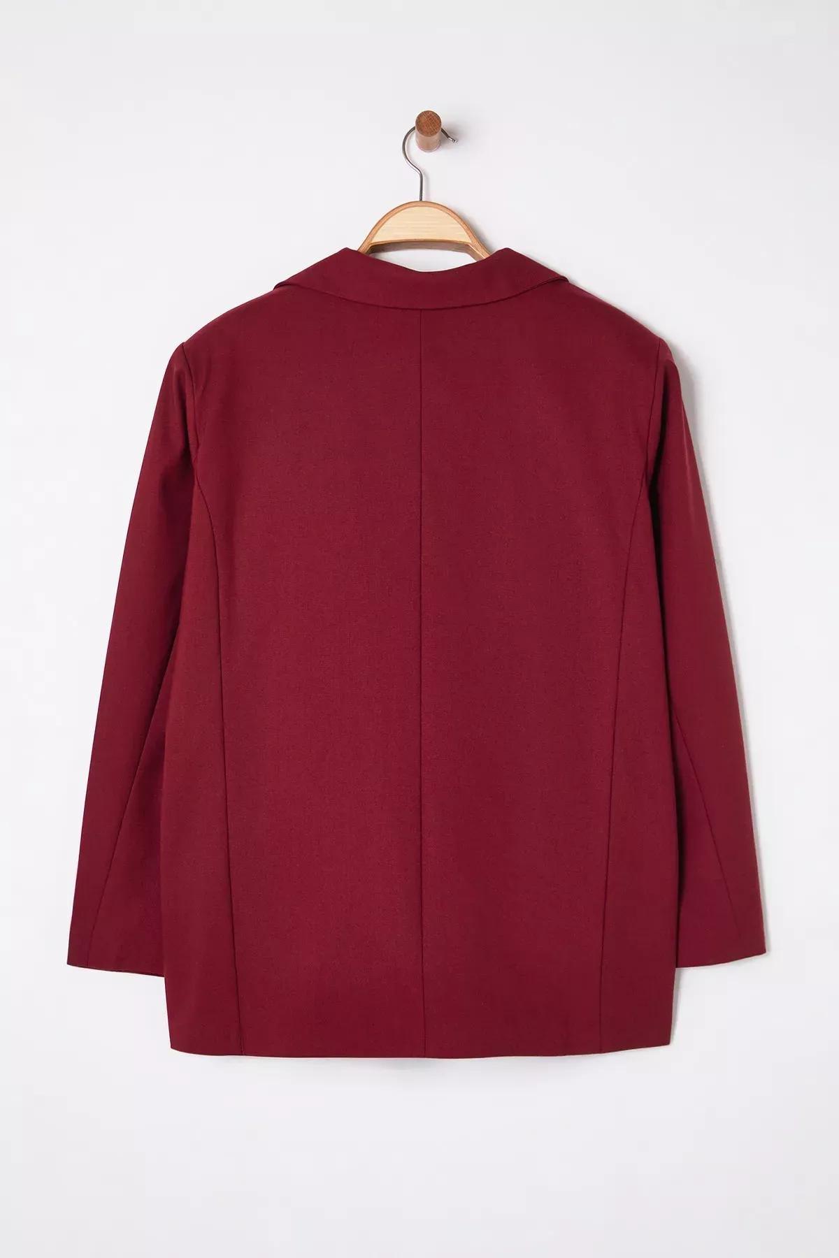 Burgundy Oversize Lined Blazer, Burgundy, large image number 7